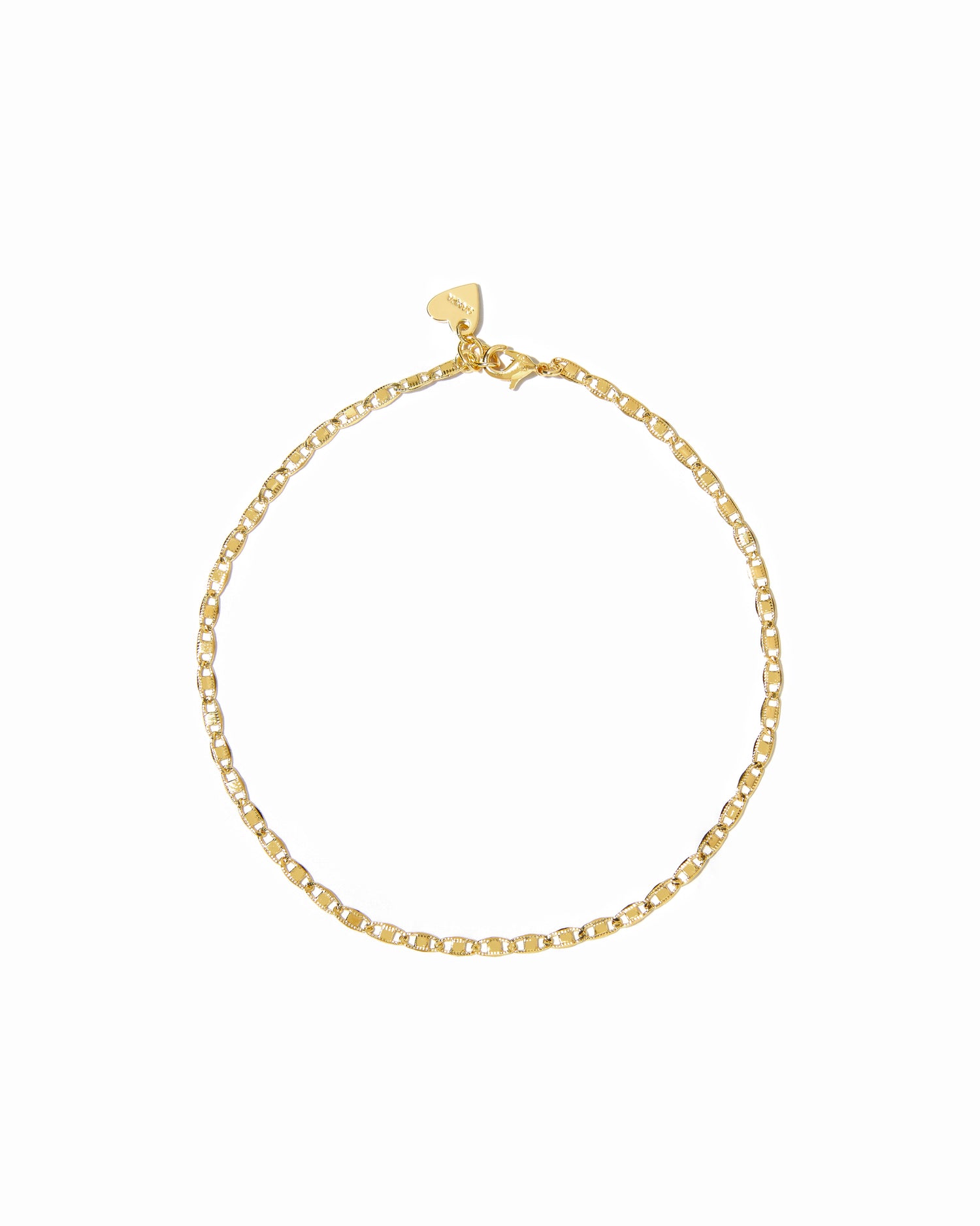 Gold chain anklet on white background