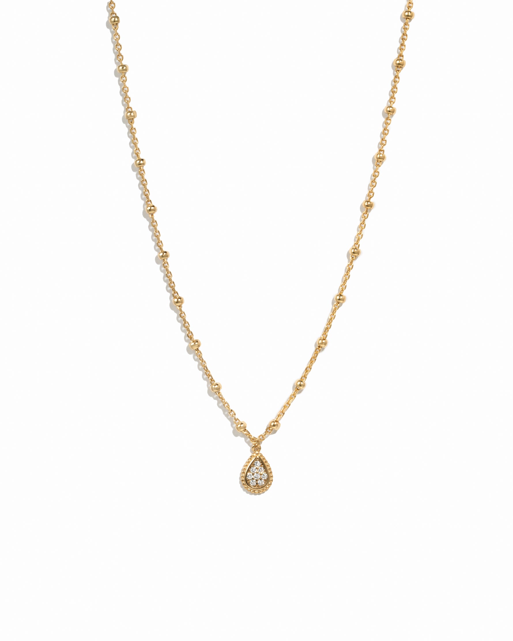 Boho chic gold tear drop pendant necklace