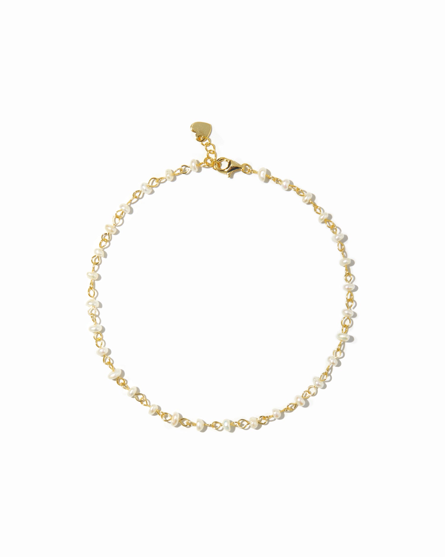 Dainty gold pearl beaded ankle bracelets