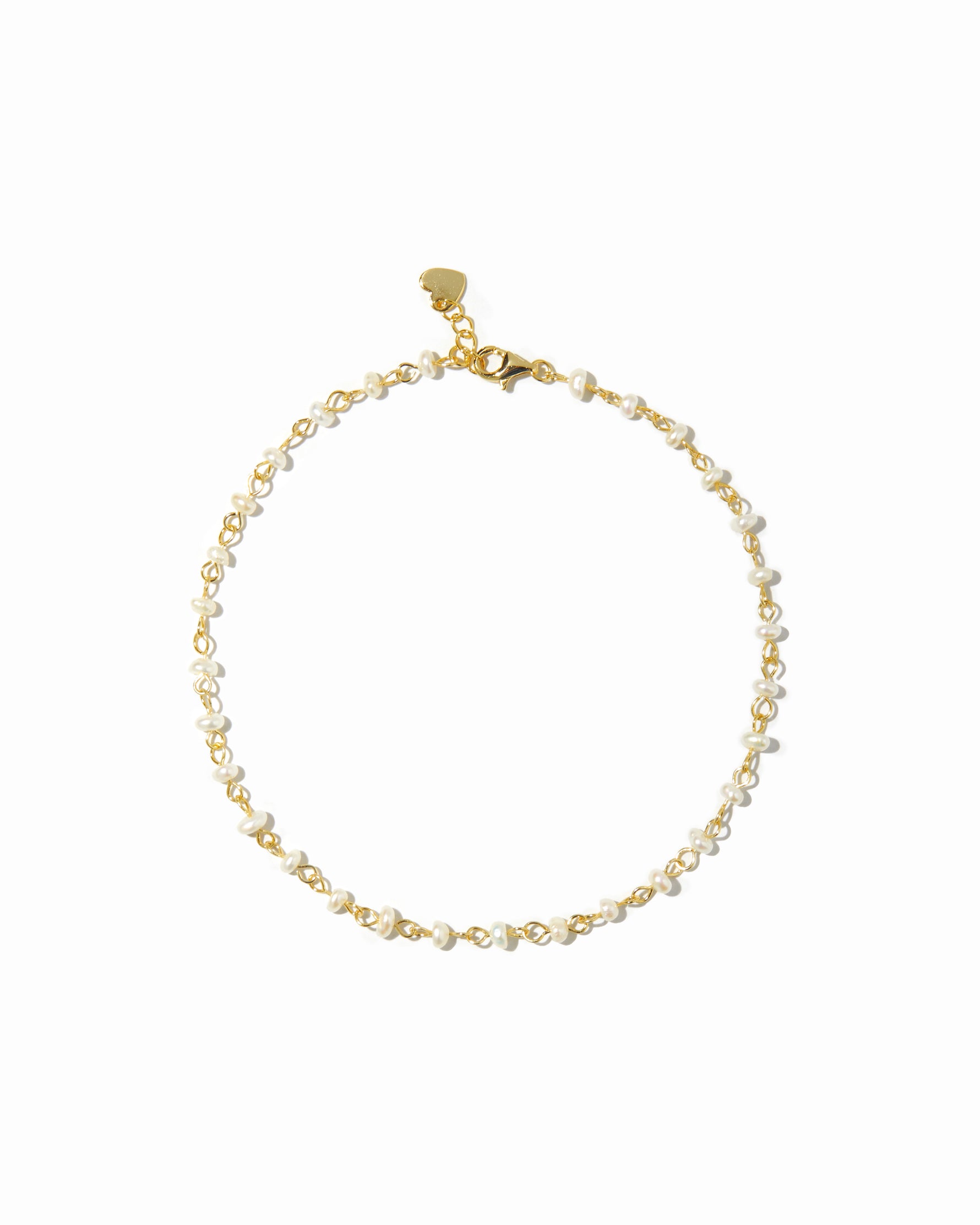 Dainty gold pearl beaded ankle bracelets