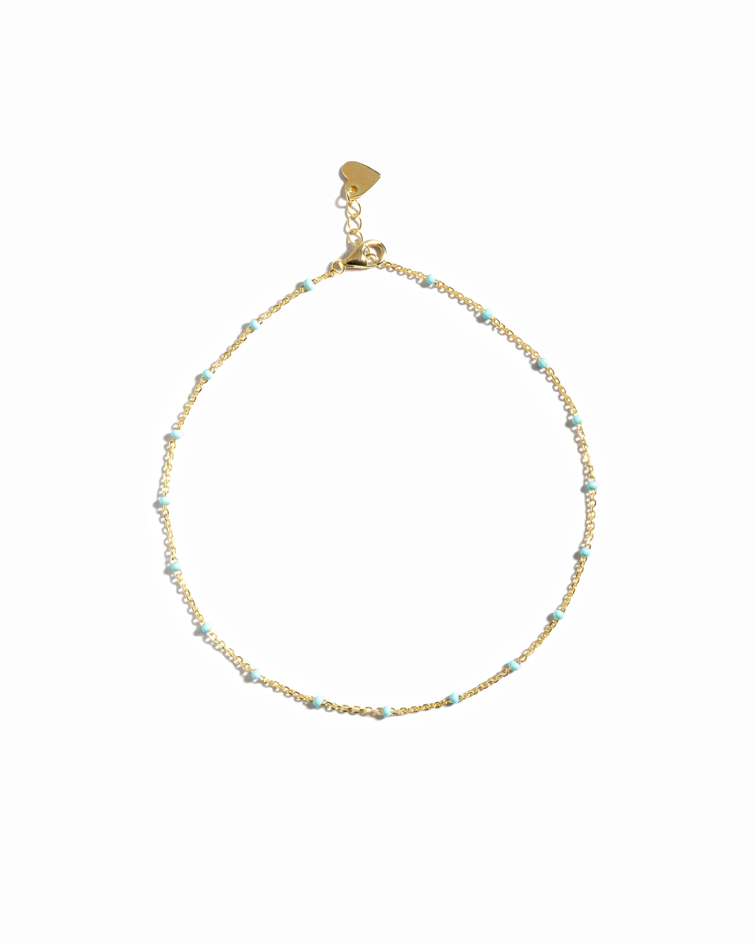 Gold minimalist turquoise beaded ankle bracelet