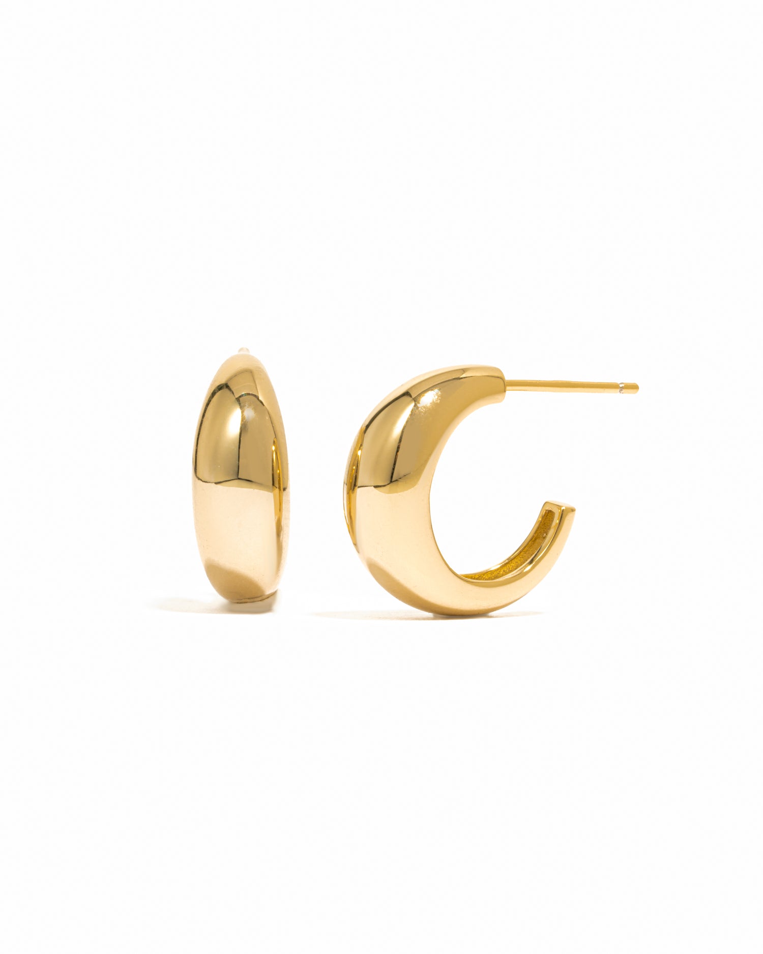 Chunky gold sleek hoop earrings perfect for everyday wear