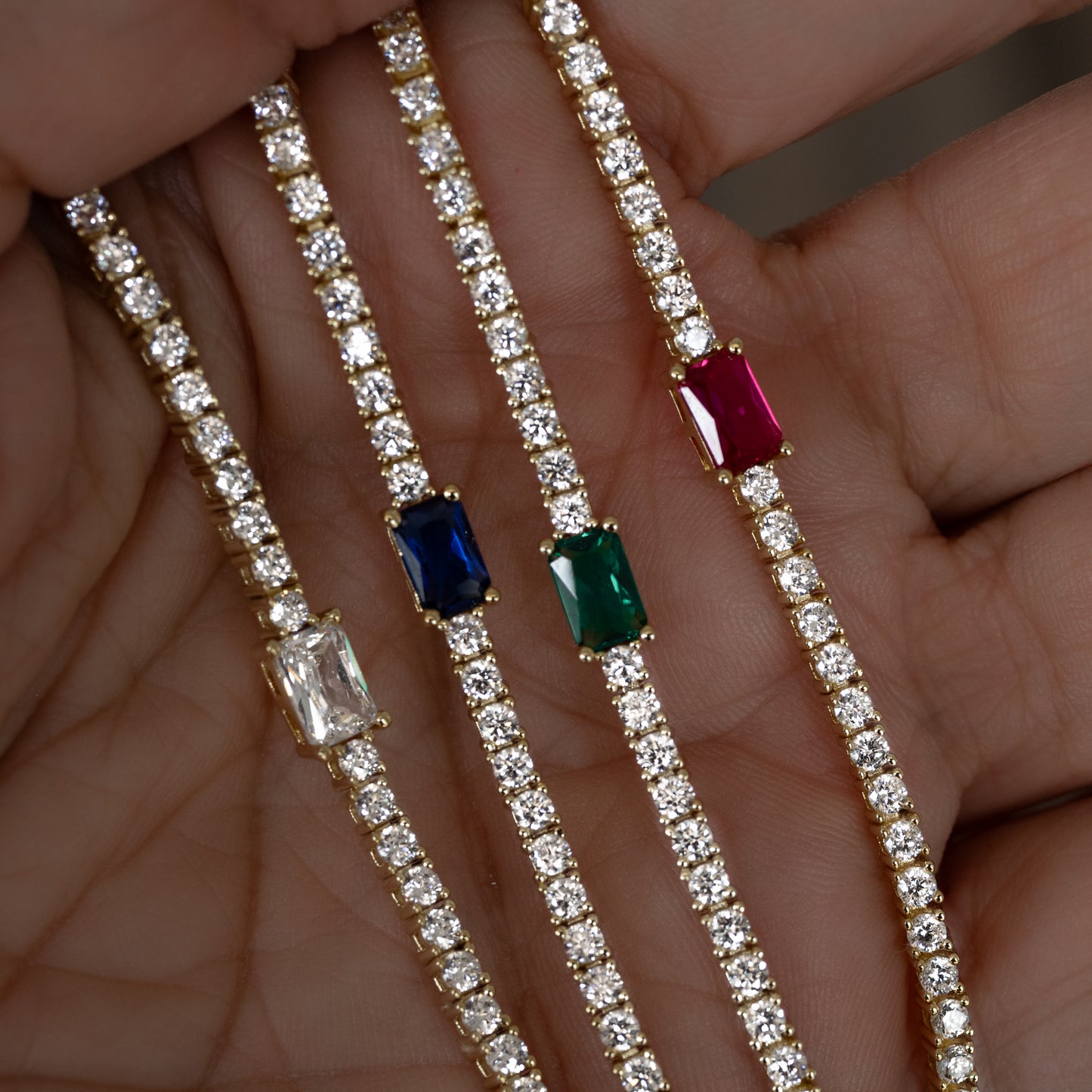 Tennis Bracelet with Baguette Charm