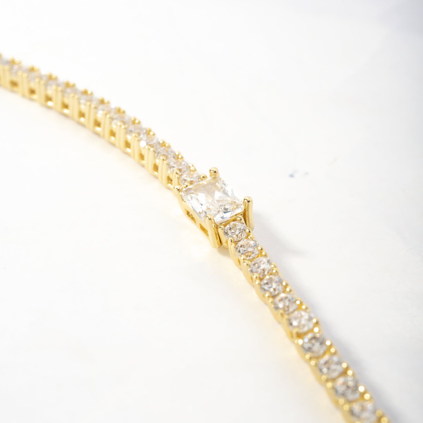 Tennis Bracelet with Baguette Charm