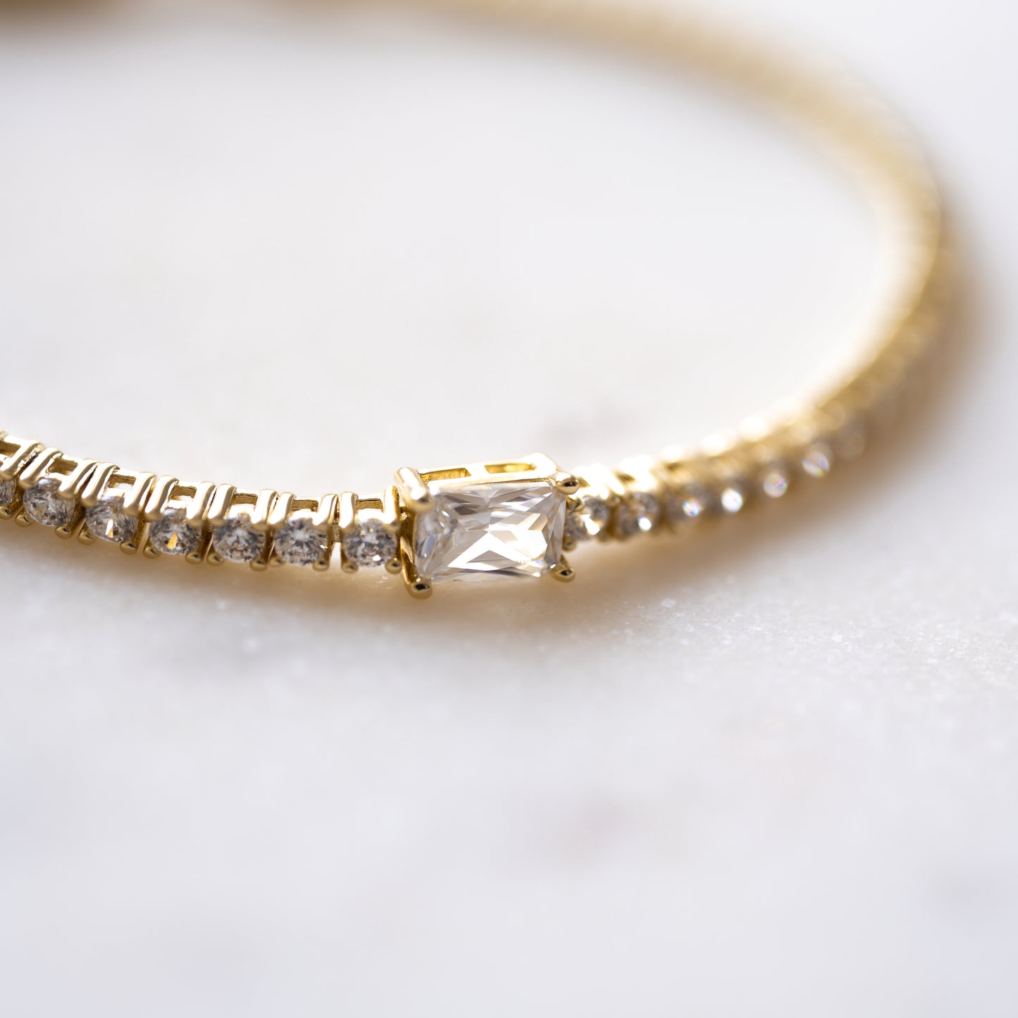 Tennis Bracelet with Baguette Charm