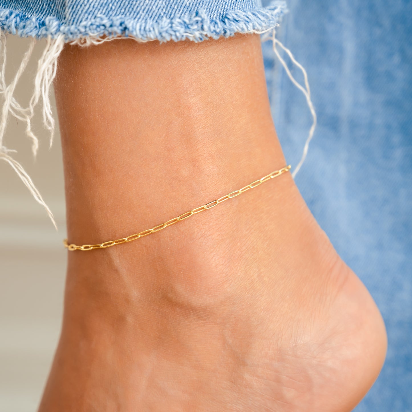 Tiny Paperclip Anklet