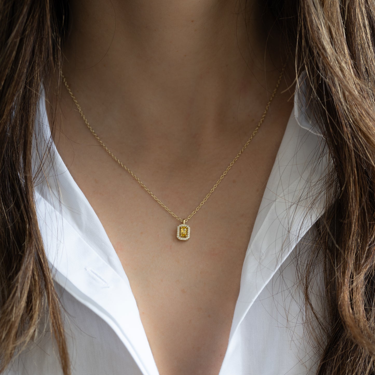 Gemstone Birthstone Baguette Necklaces