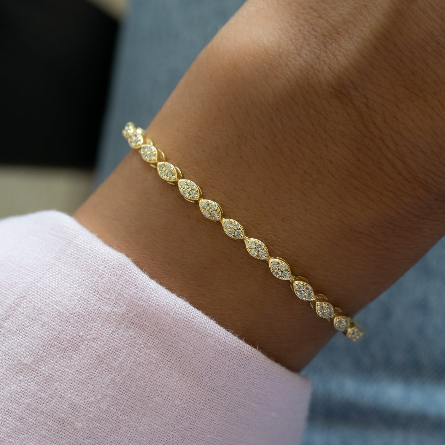 Marquise Shaped Diamond Tennis Bracelet