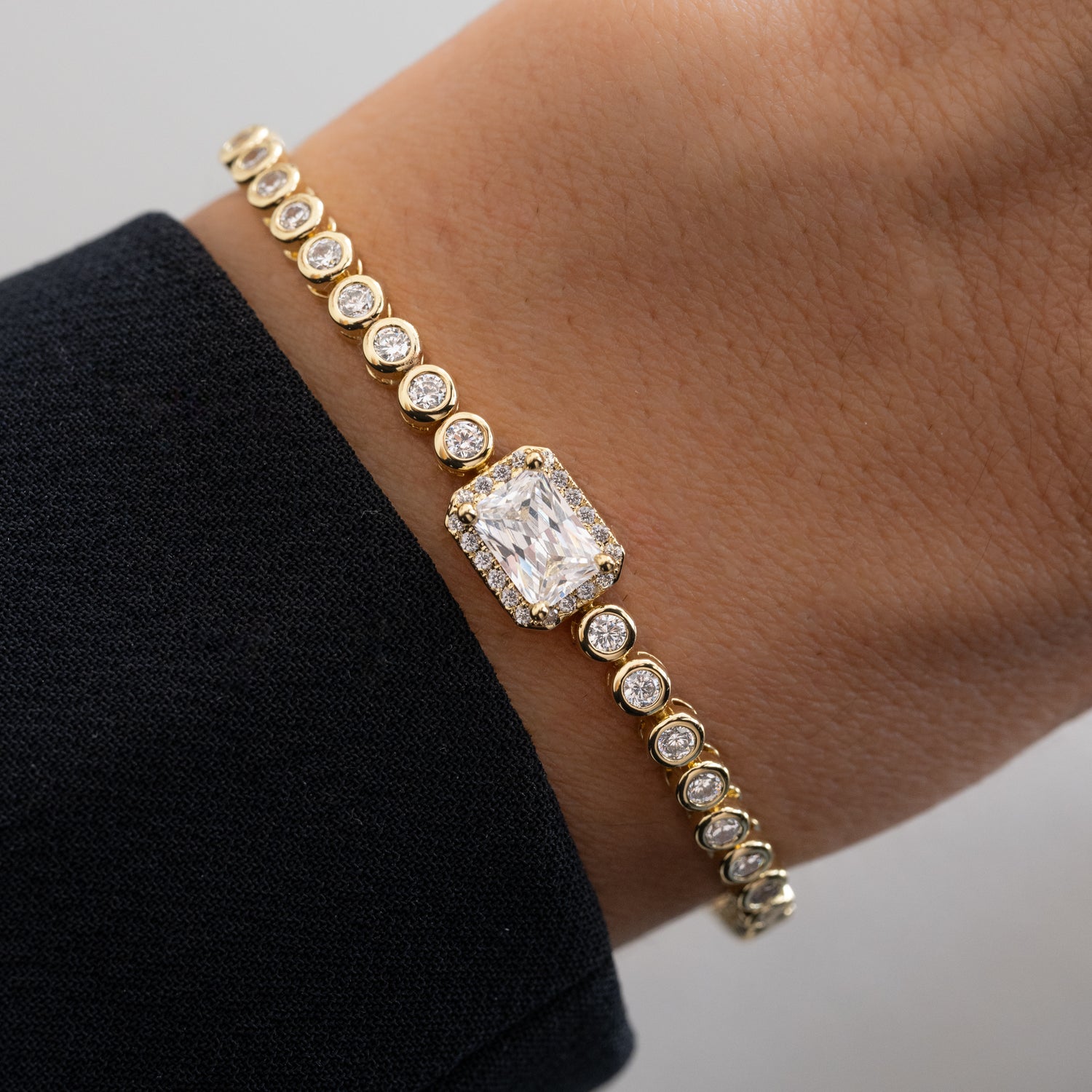 CZ Baguette Rounded Tennis Bracelet
