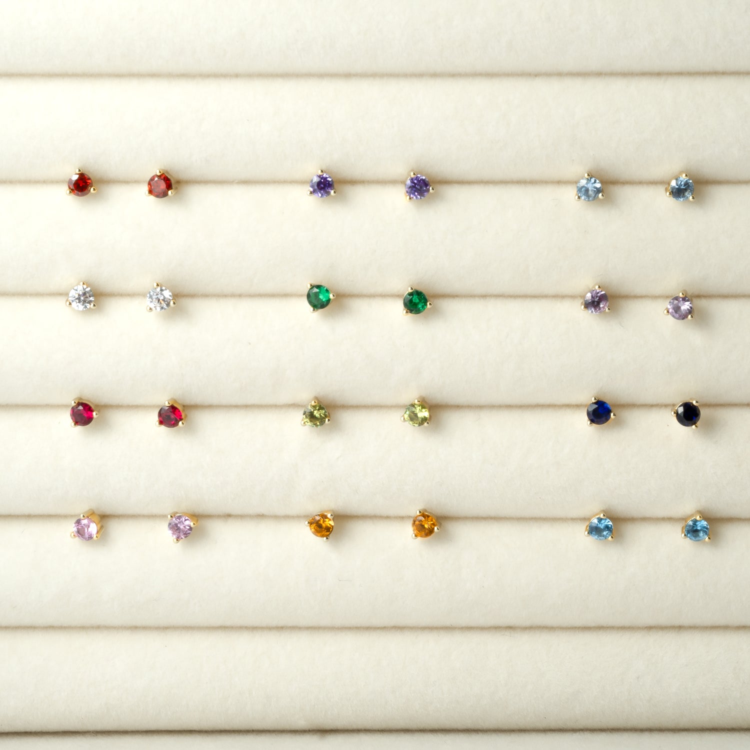Birthstone color hypoallergenic stud earrings