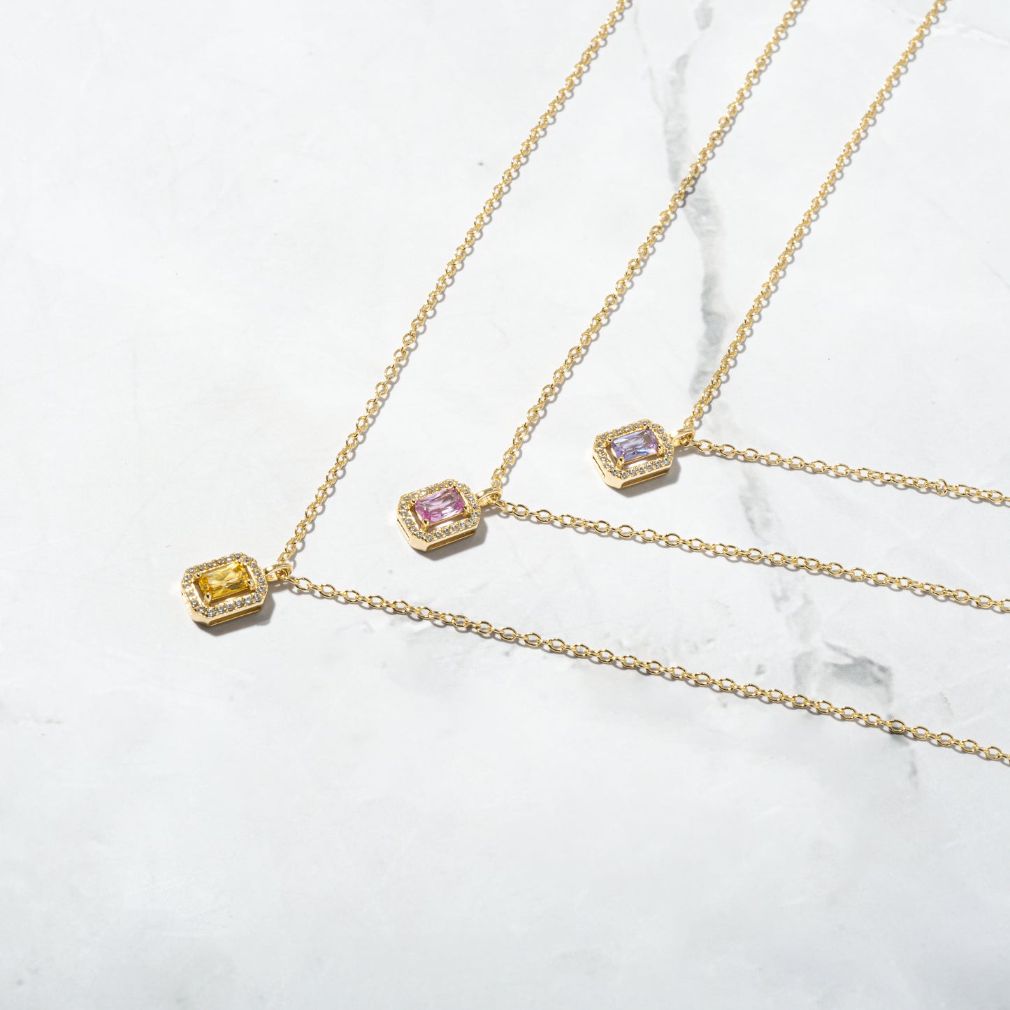 Gemstone Birthstone Baguette Necklaces