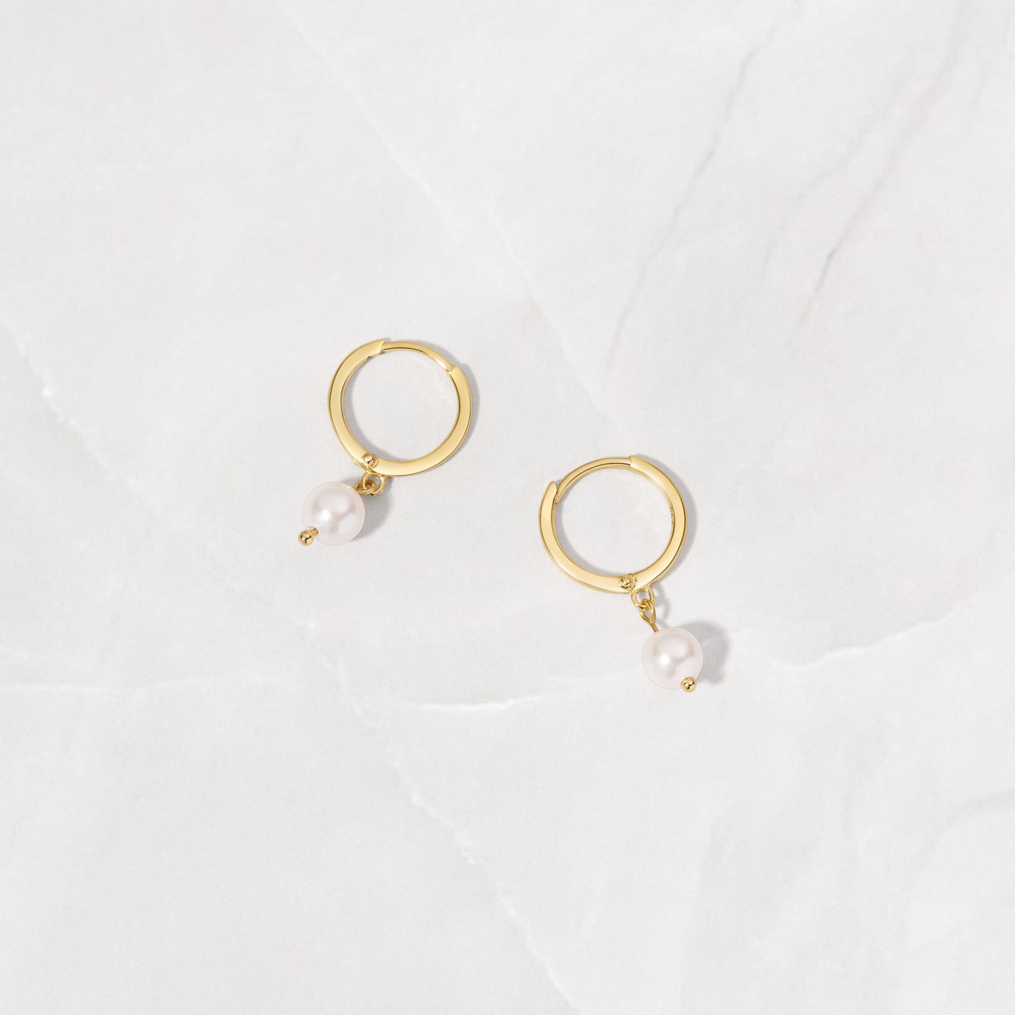 Dainty Pearl Charm Hoops