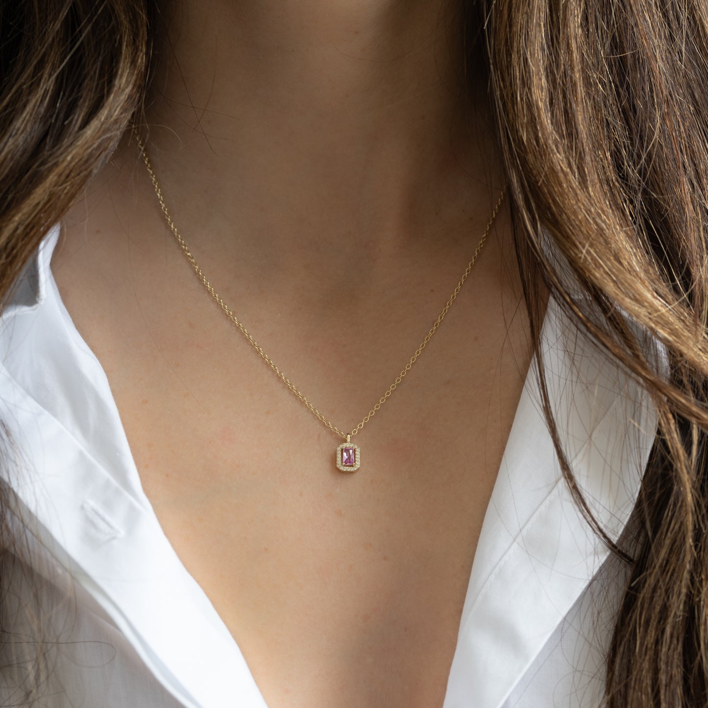 Gemstone Birthstone Baguette Necklaces