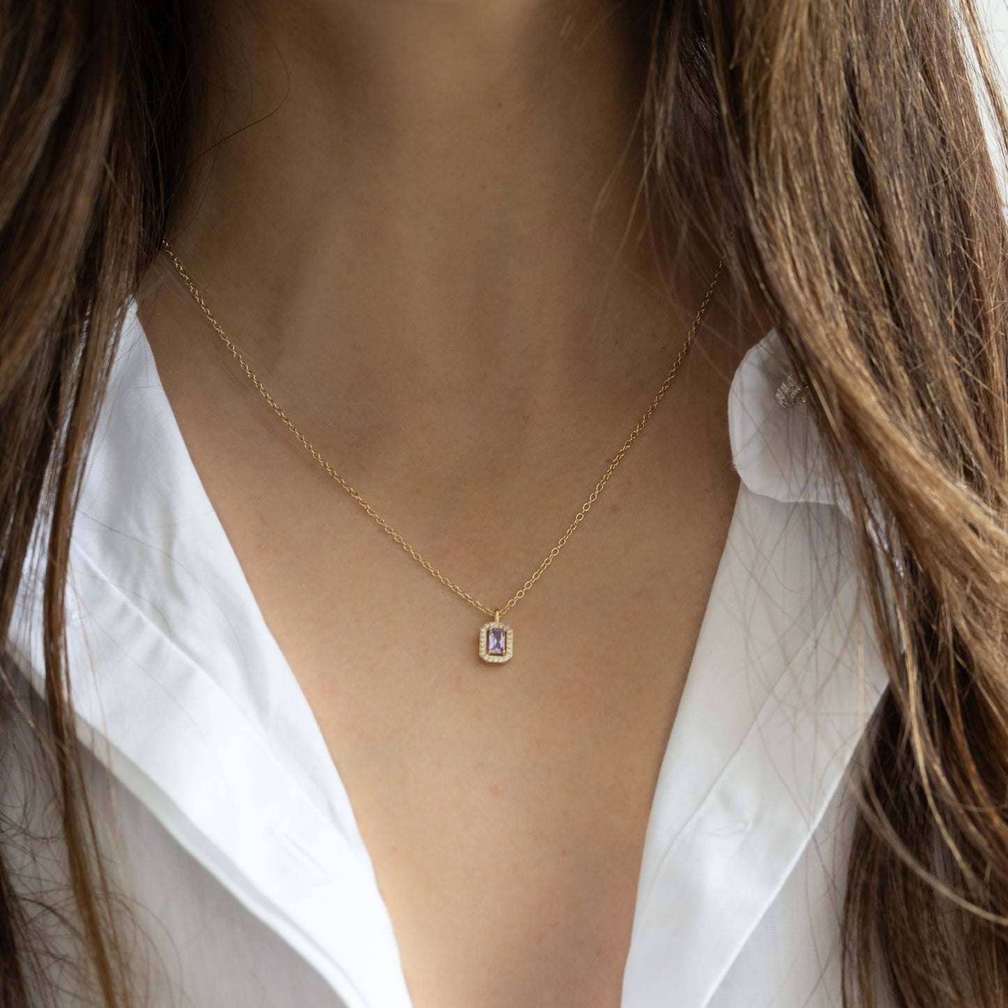 Gemstone Birthstone Baguette Necklaces