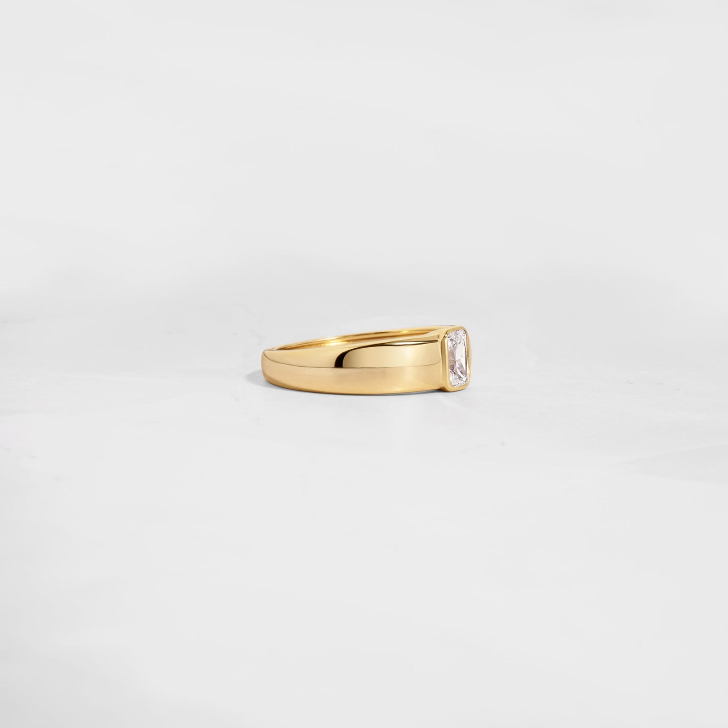 closeup image of statement gold dome ring