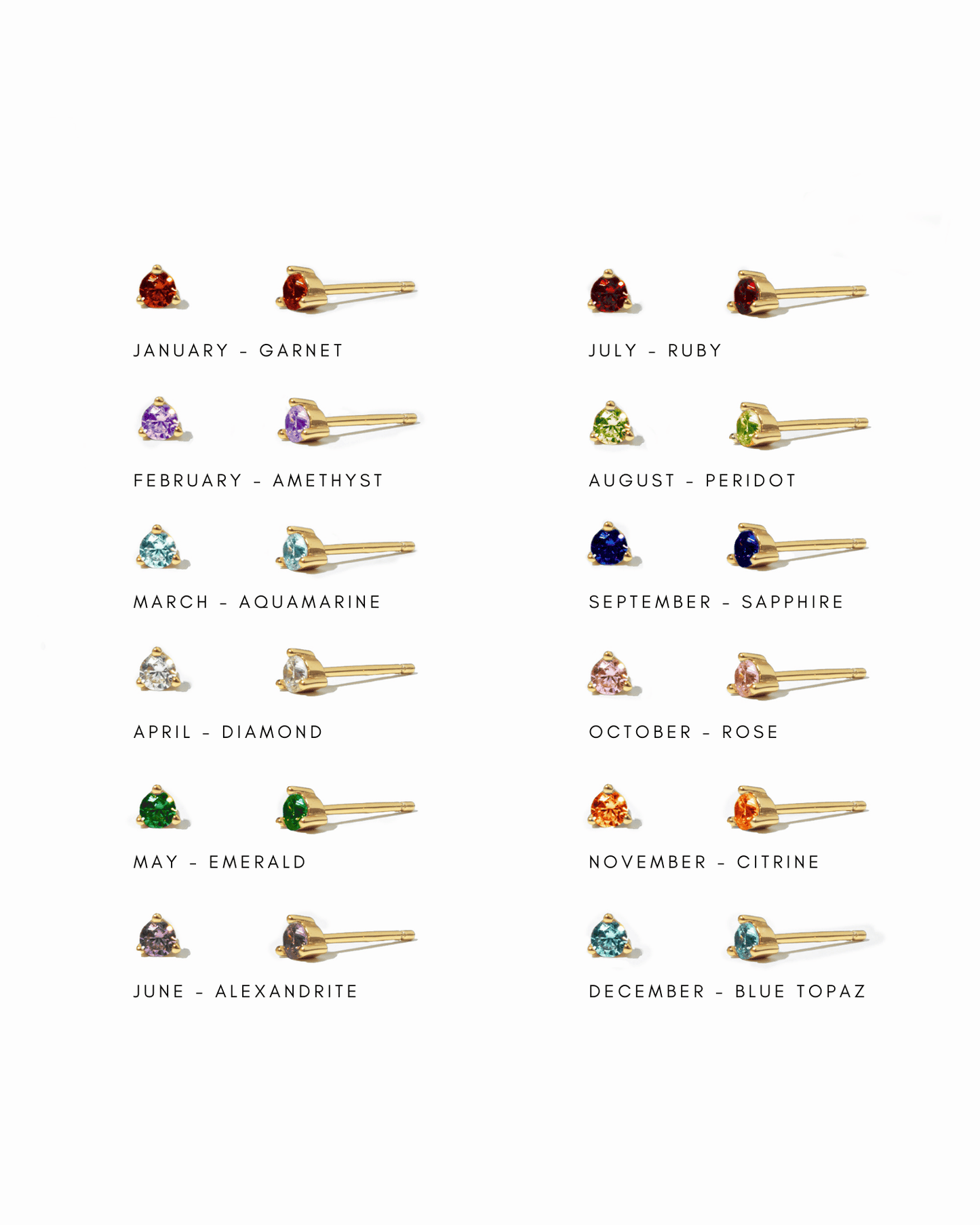 3mm Birthstone Stud Earrings