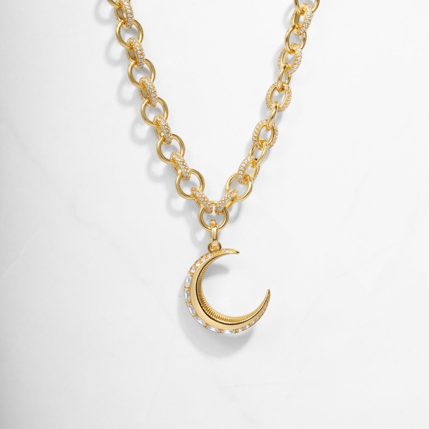 gold crescent chunky necklace