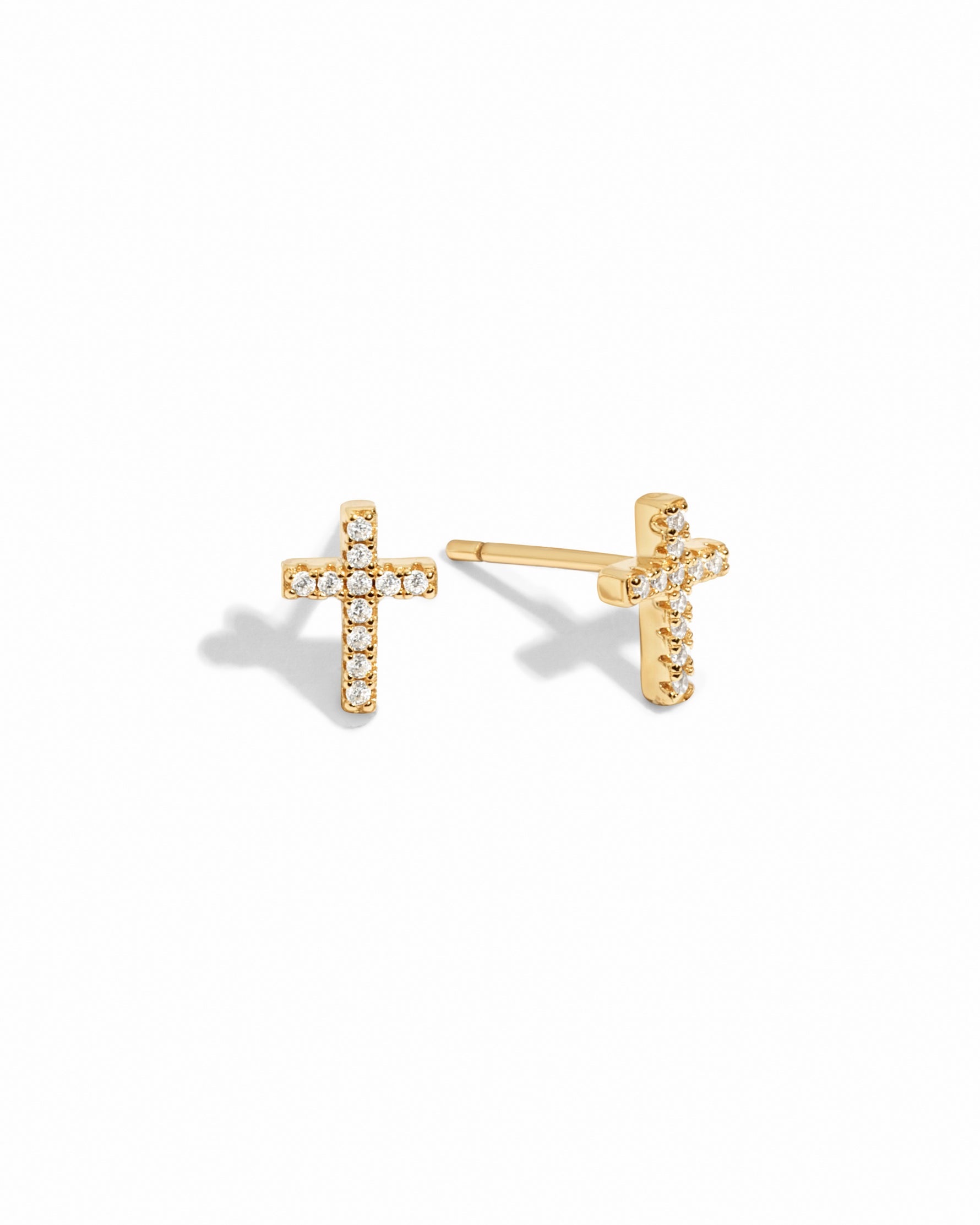 Dainty Cross CZ Stud Earrings