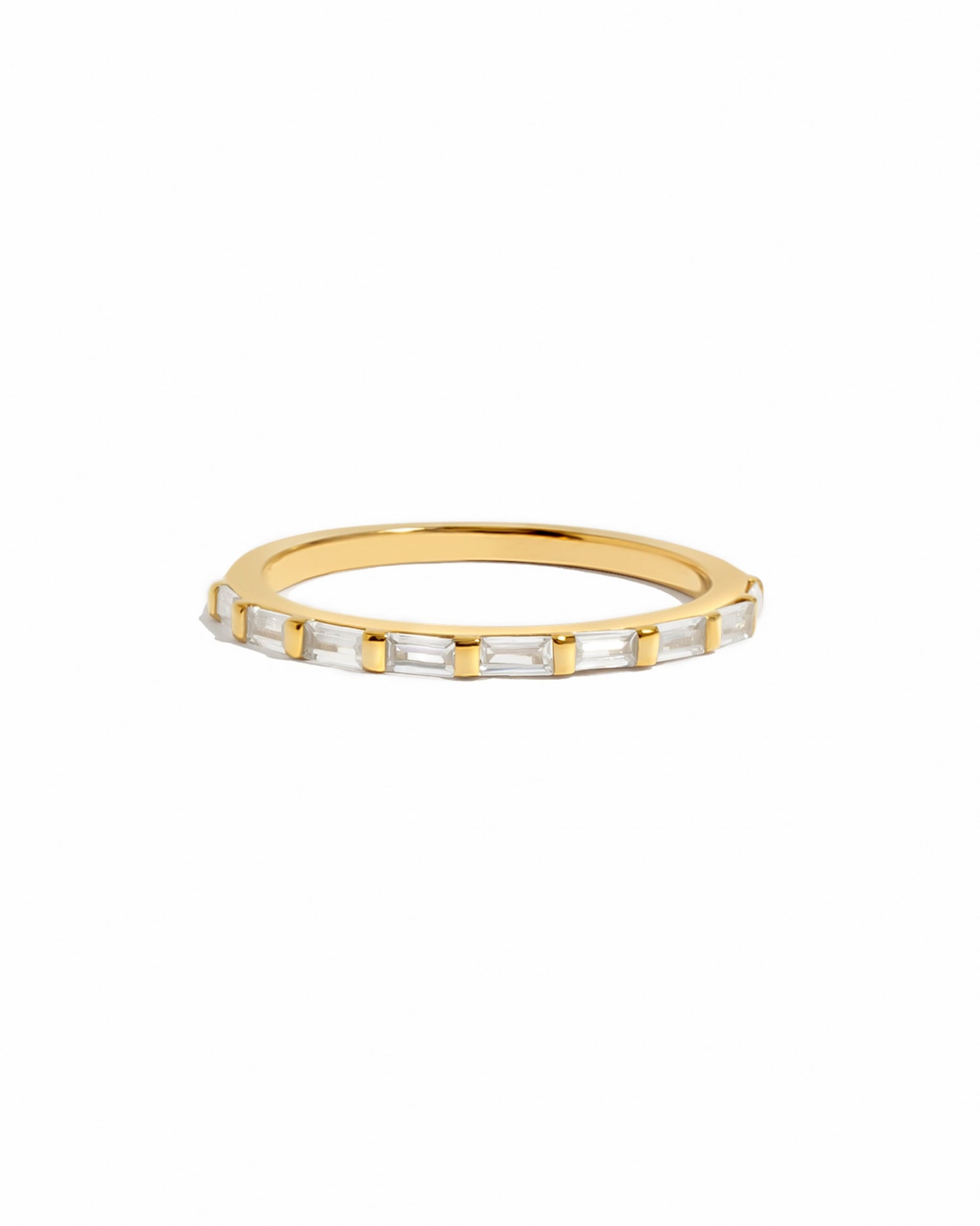 Dainty gold baguette ring