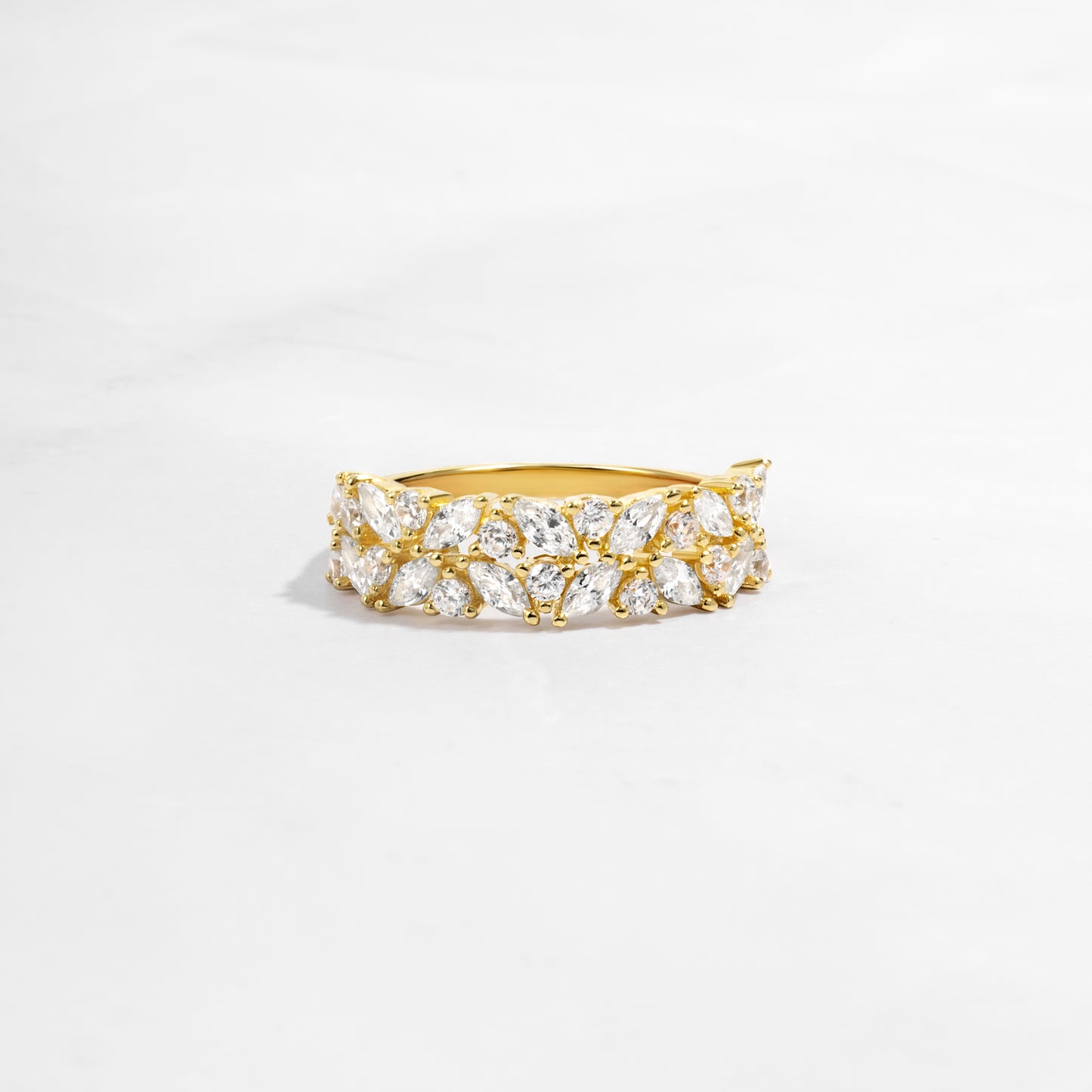 gold diamond cluster ring