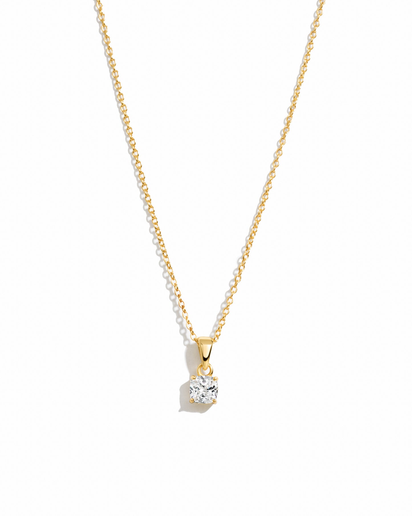 diamond cushion necklace in gold