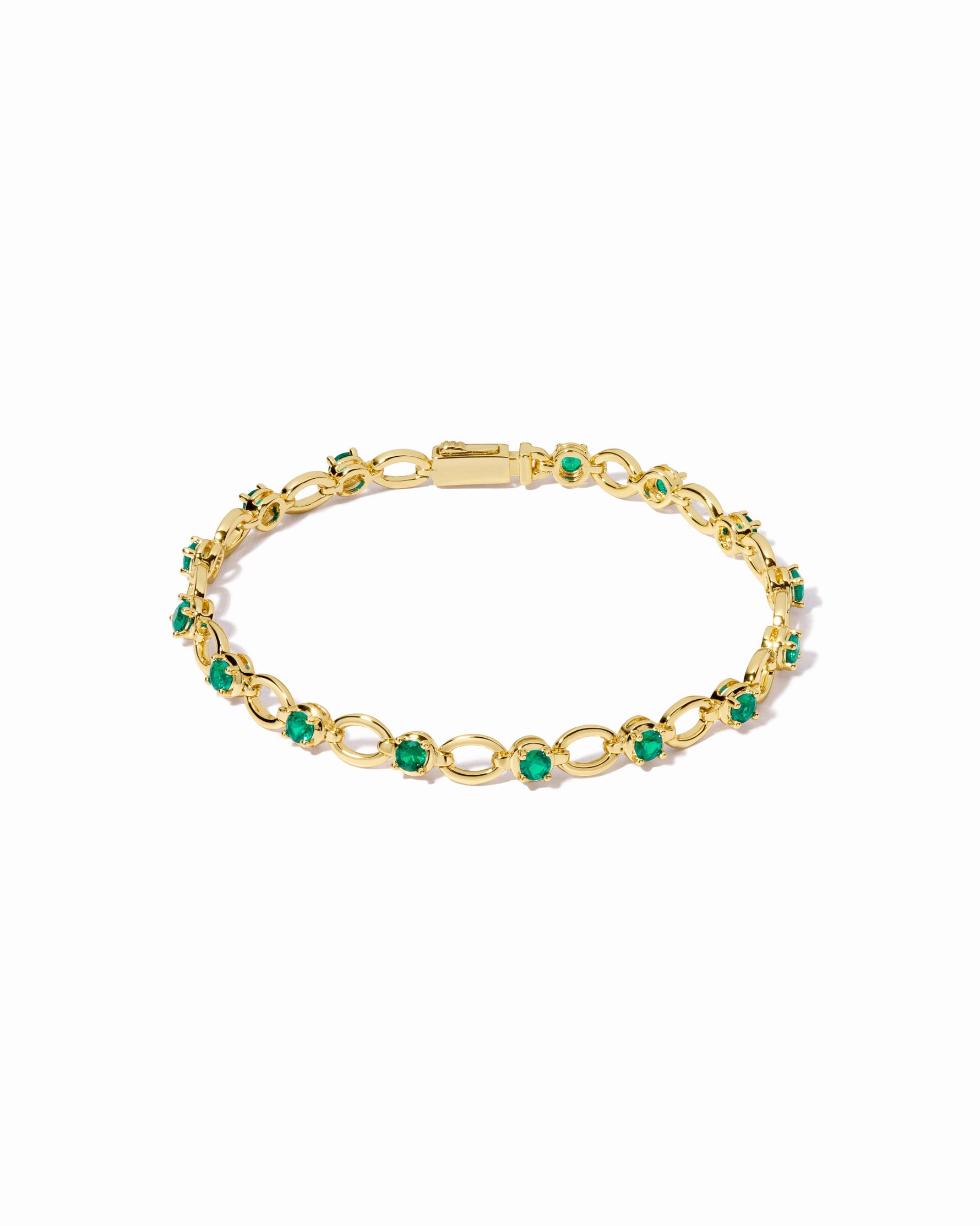 gold emerald cubic zirconia chain bracelet
