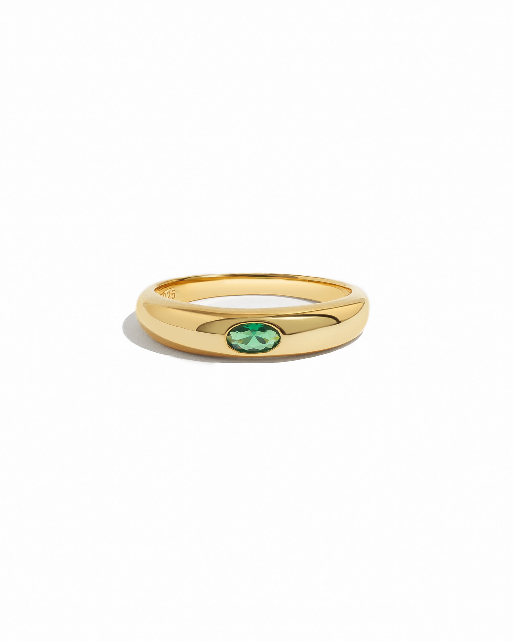 gold emerald dome ring