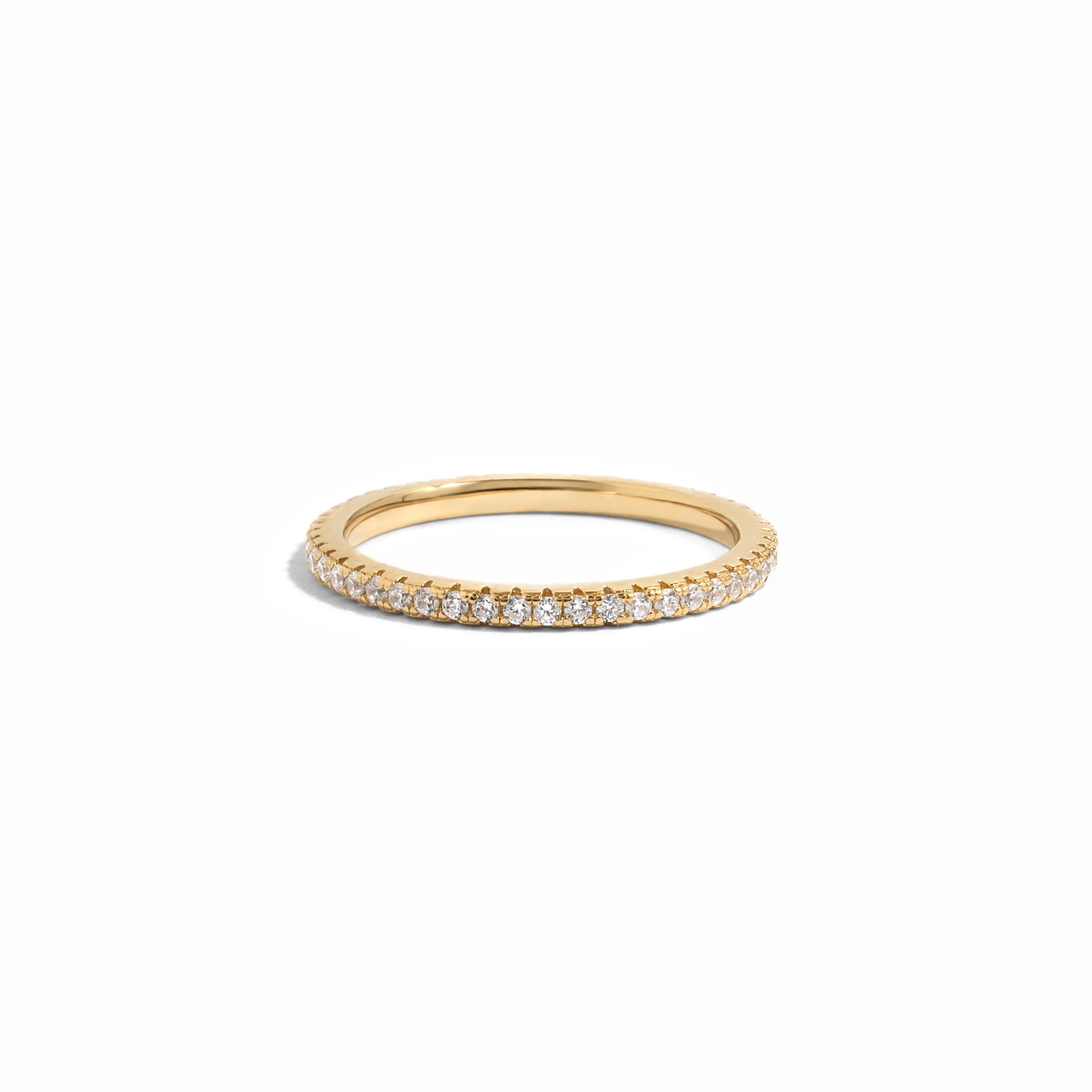 dainty elegant cz eternity band for stacking