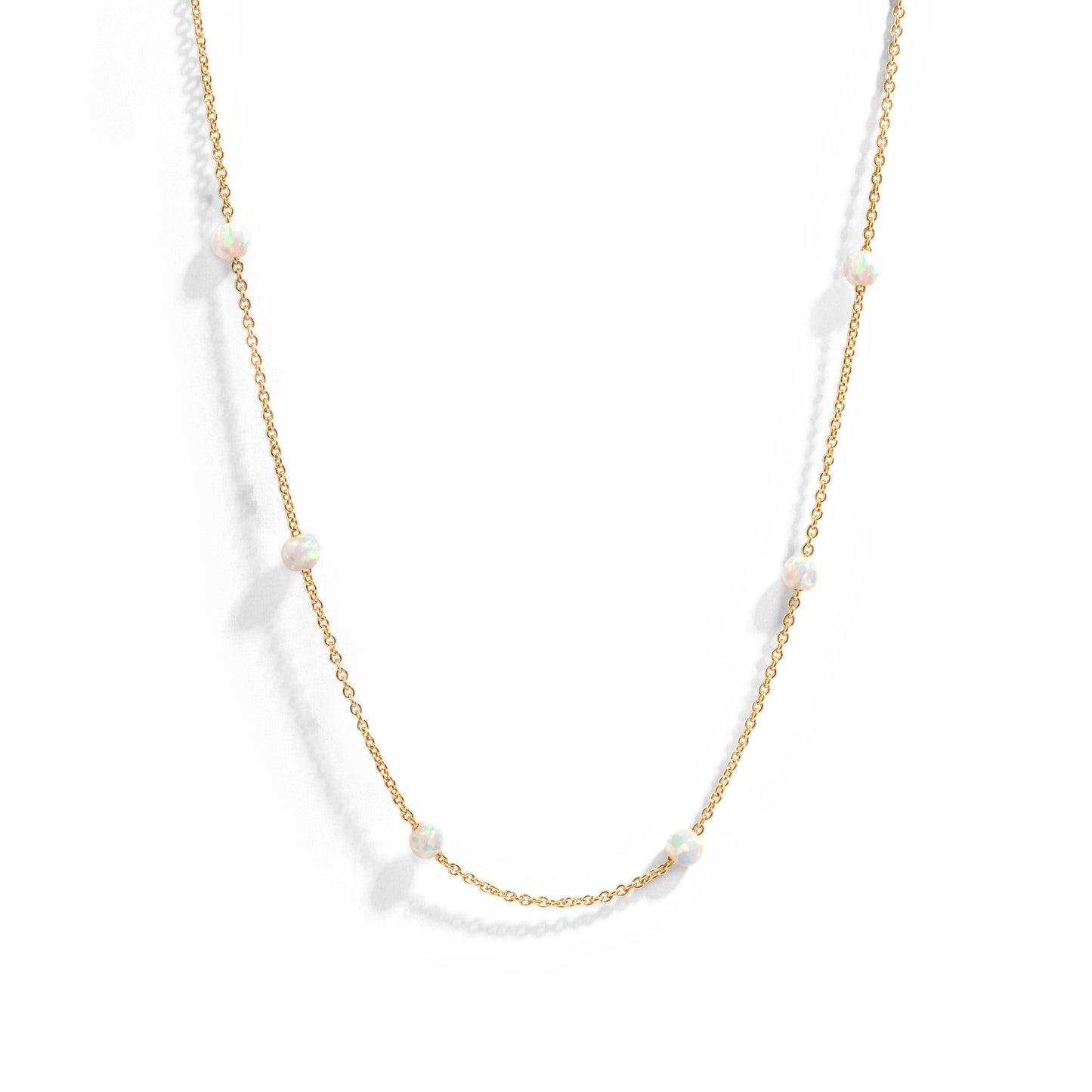 opal beaded necklace in gold