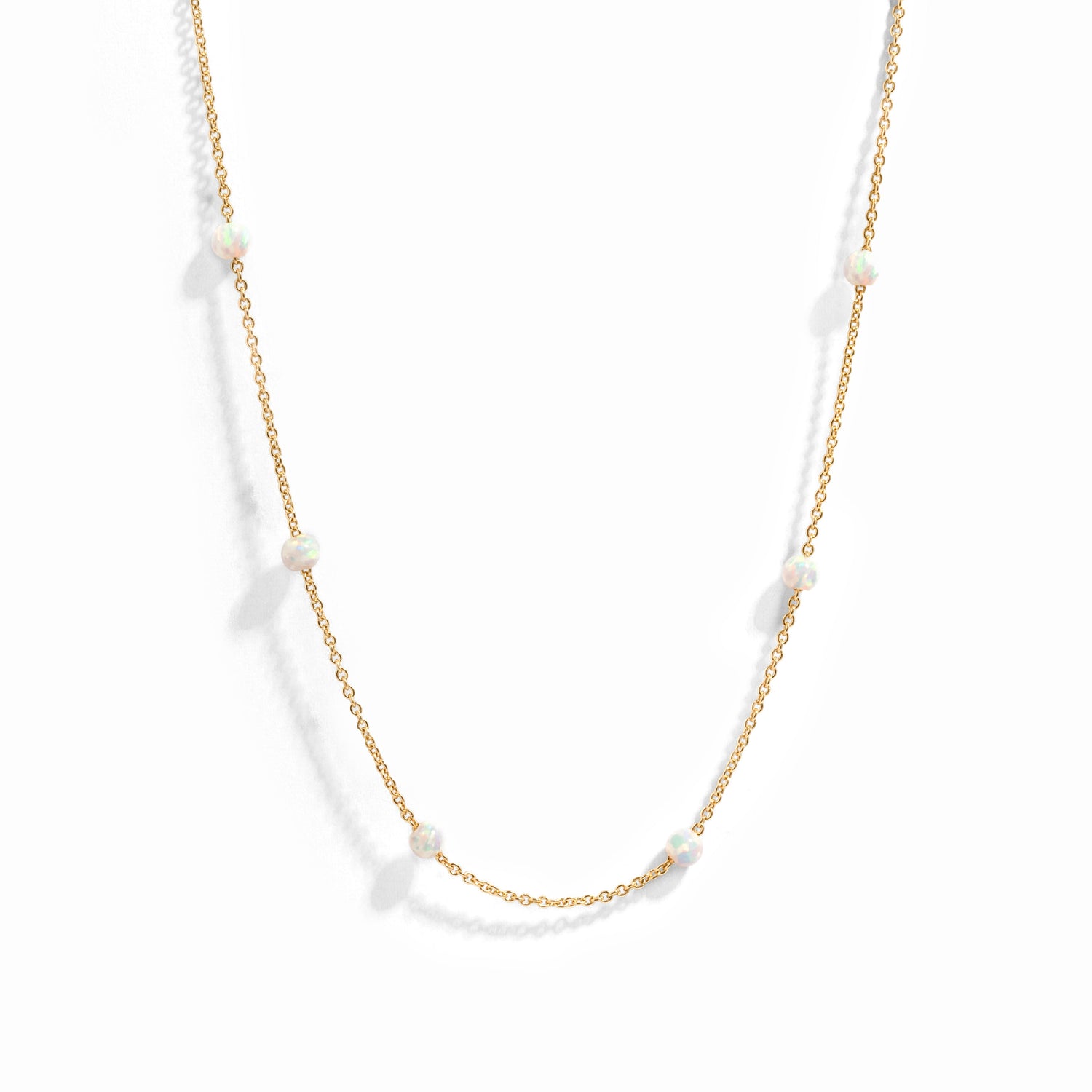 opal beaded necklace in gold
