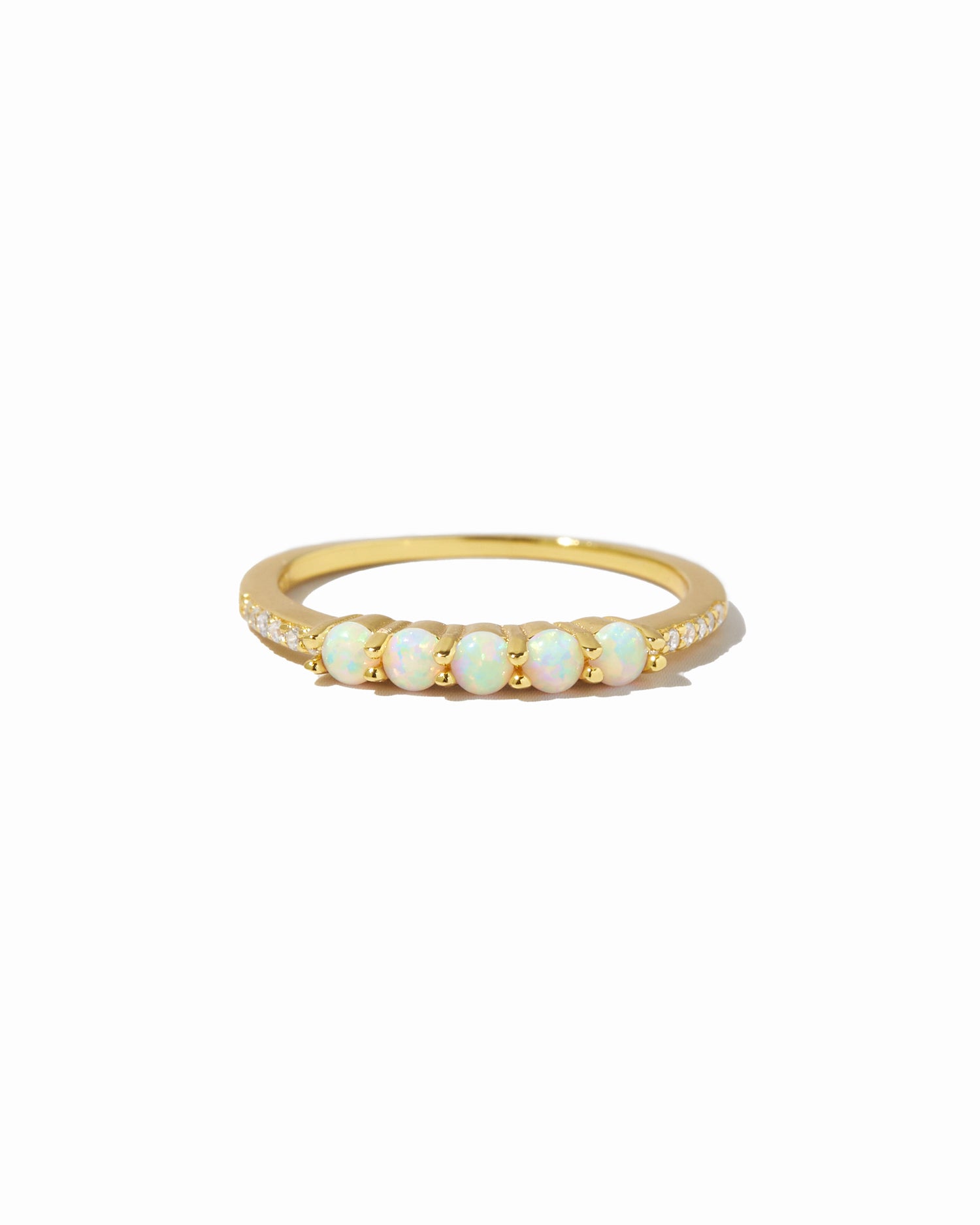 gold 5 stone opal ring