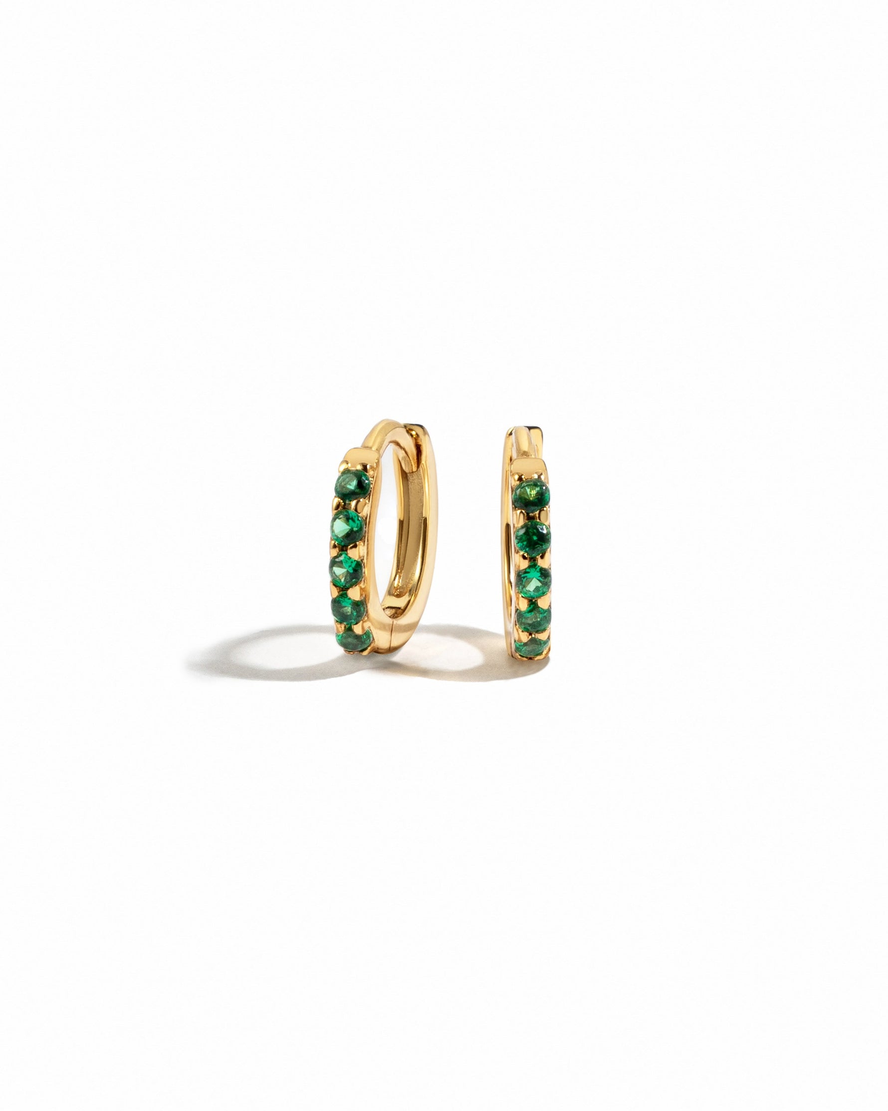 emerald green huggie hoop earrings