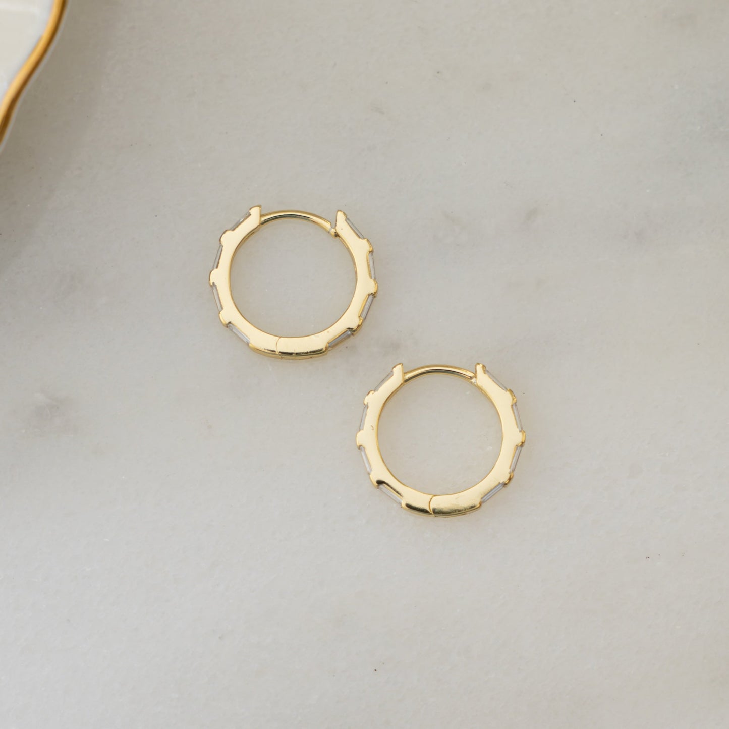 baguette hoop earrings in gold