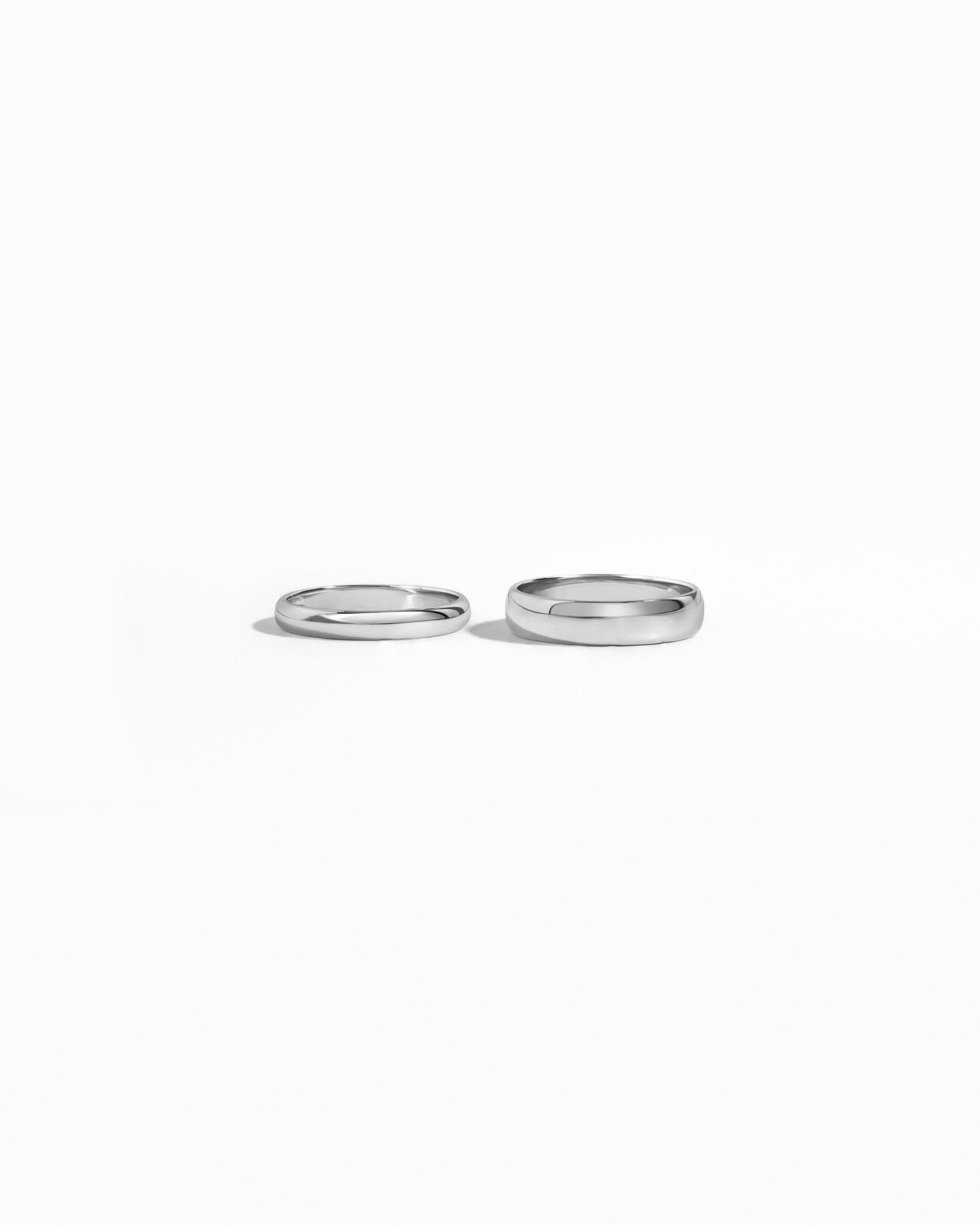 closeup image of 3mm plain stacking ring and 5mm plain stackable ring