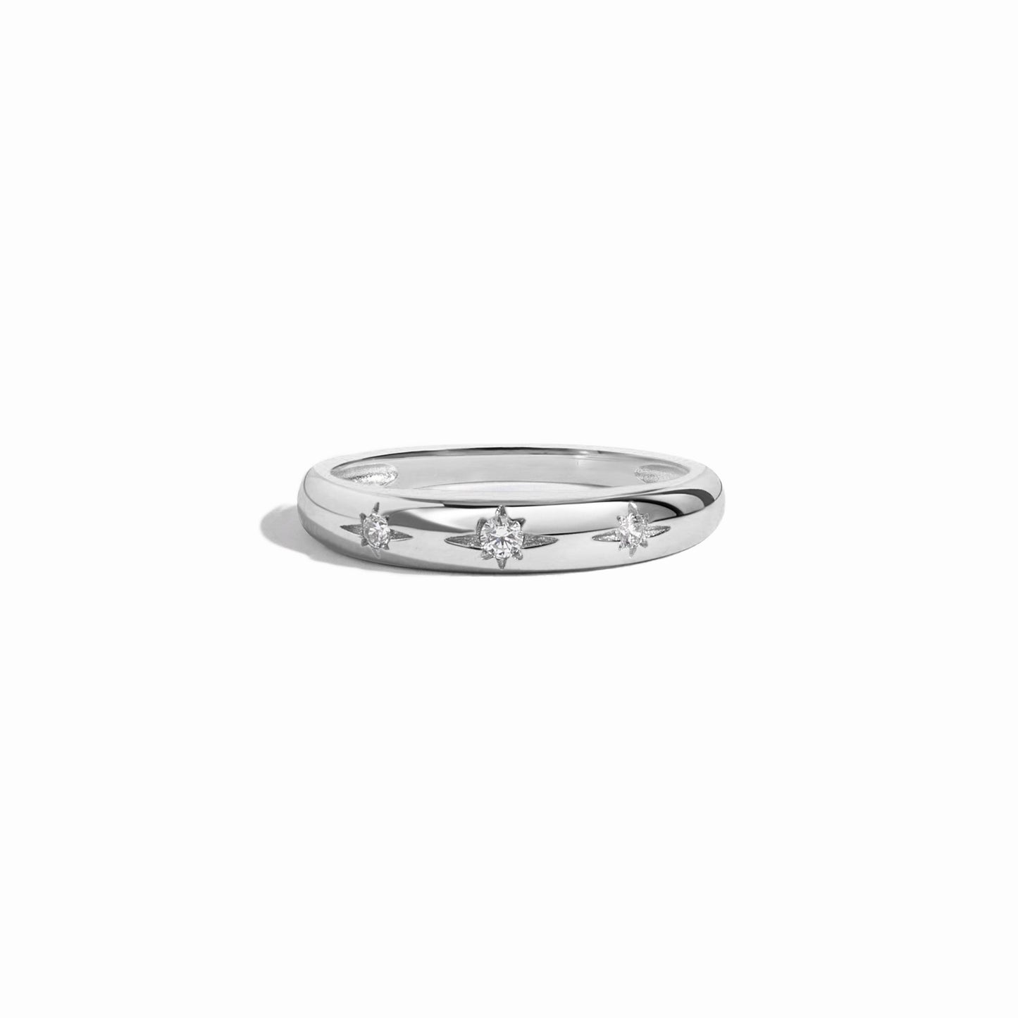 Sterling silver diamond studded star ring with tiny cz diamond stones