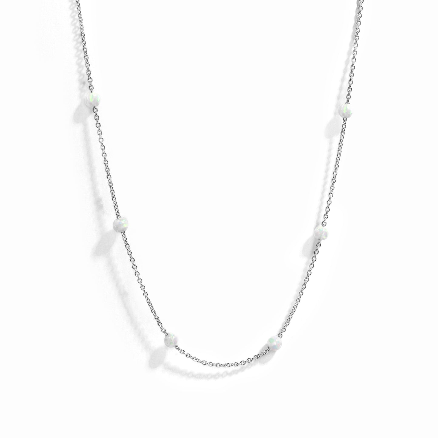 silver opal beaded necklace