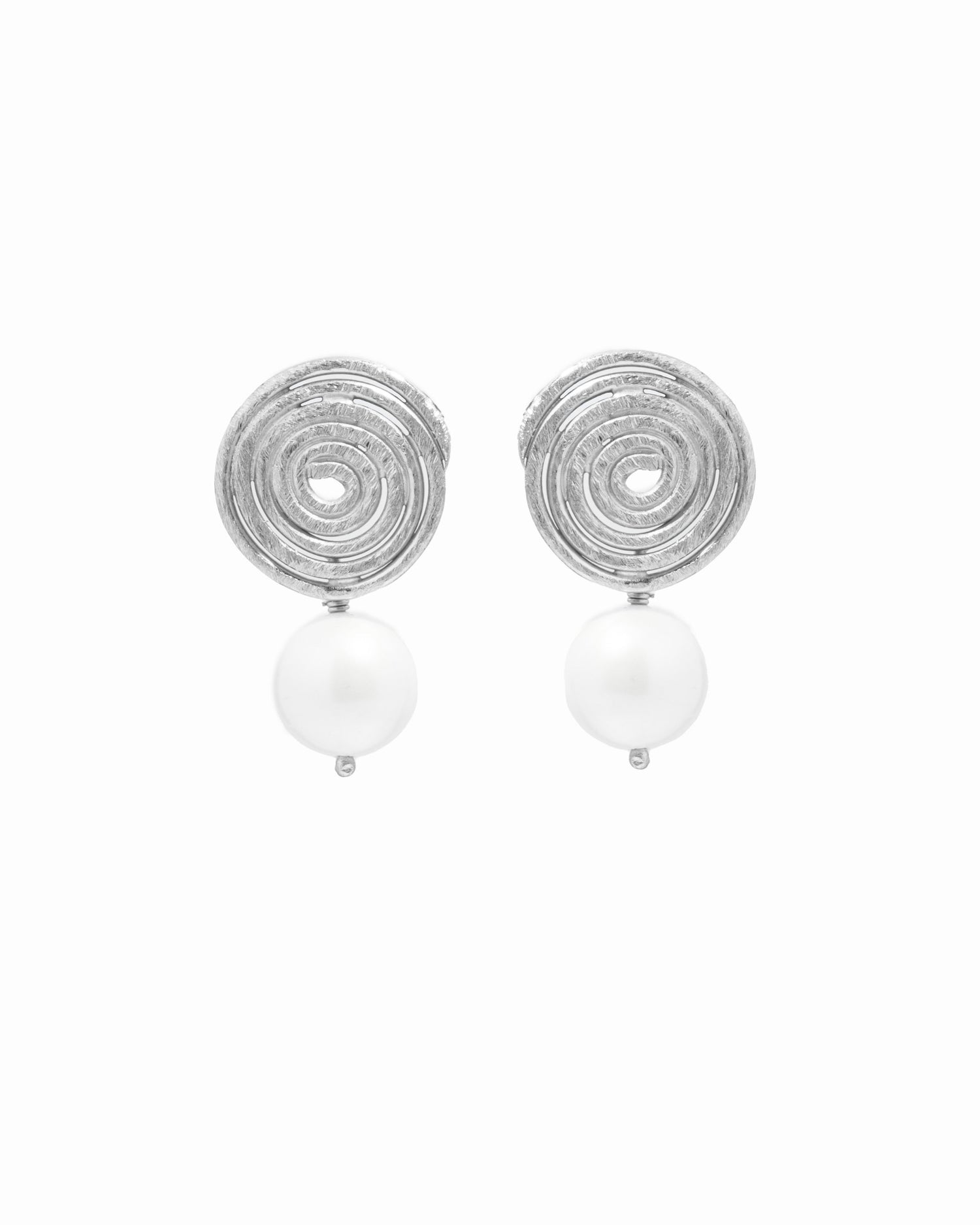 boho jewelry featuring silver spiral earrings with a dangle earring design