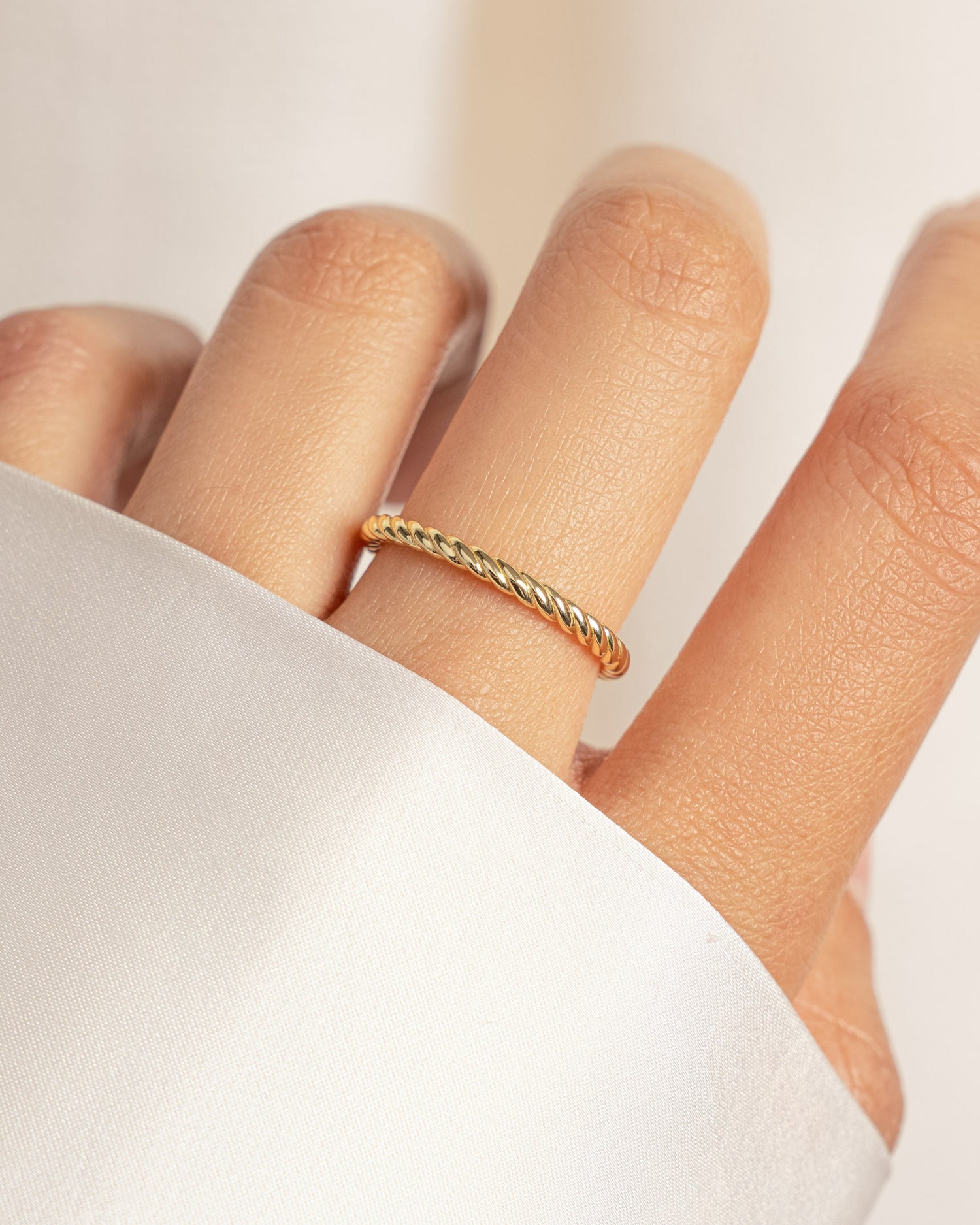 Close-up of sterling silver spiral ring