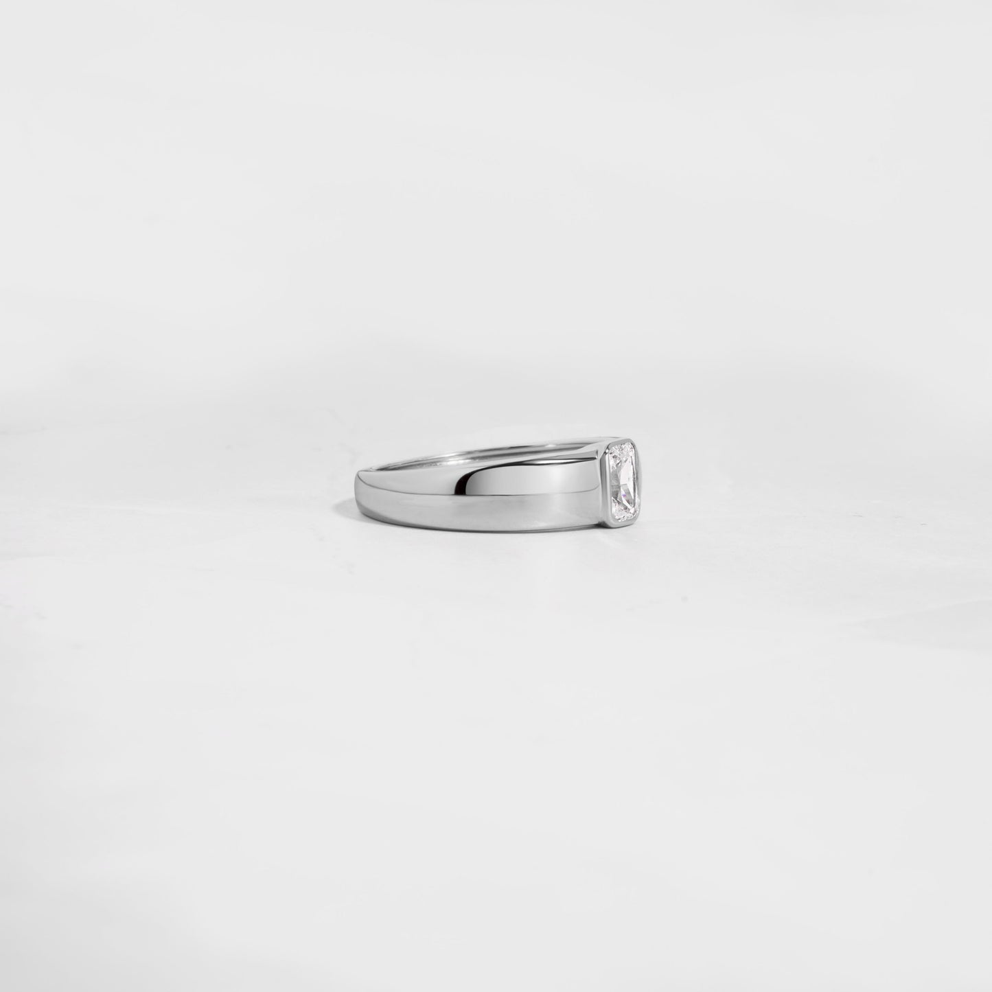 closeup image of silver dome ring