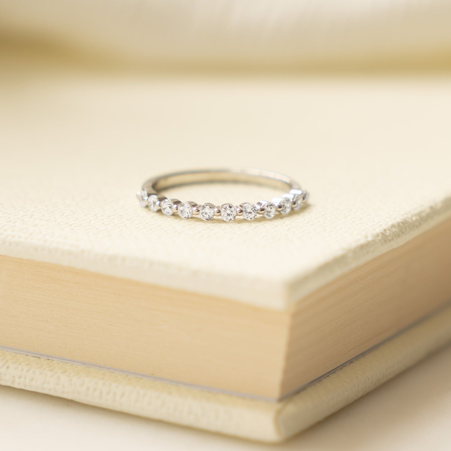 closeup image of silver minimalist ring featuring stacking ring design