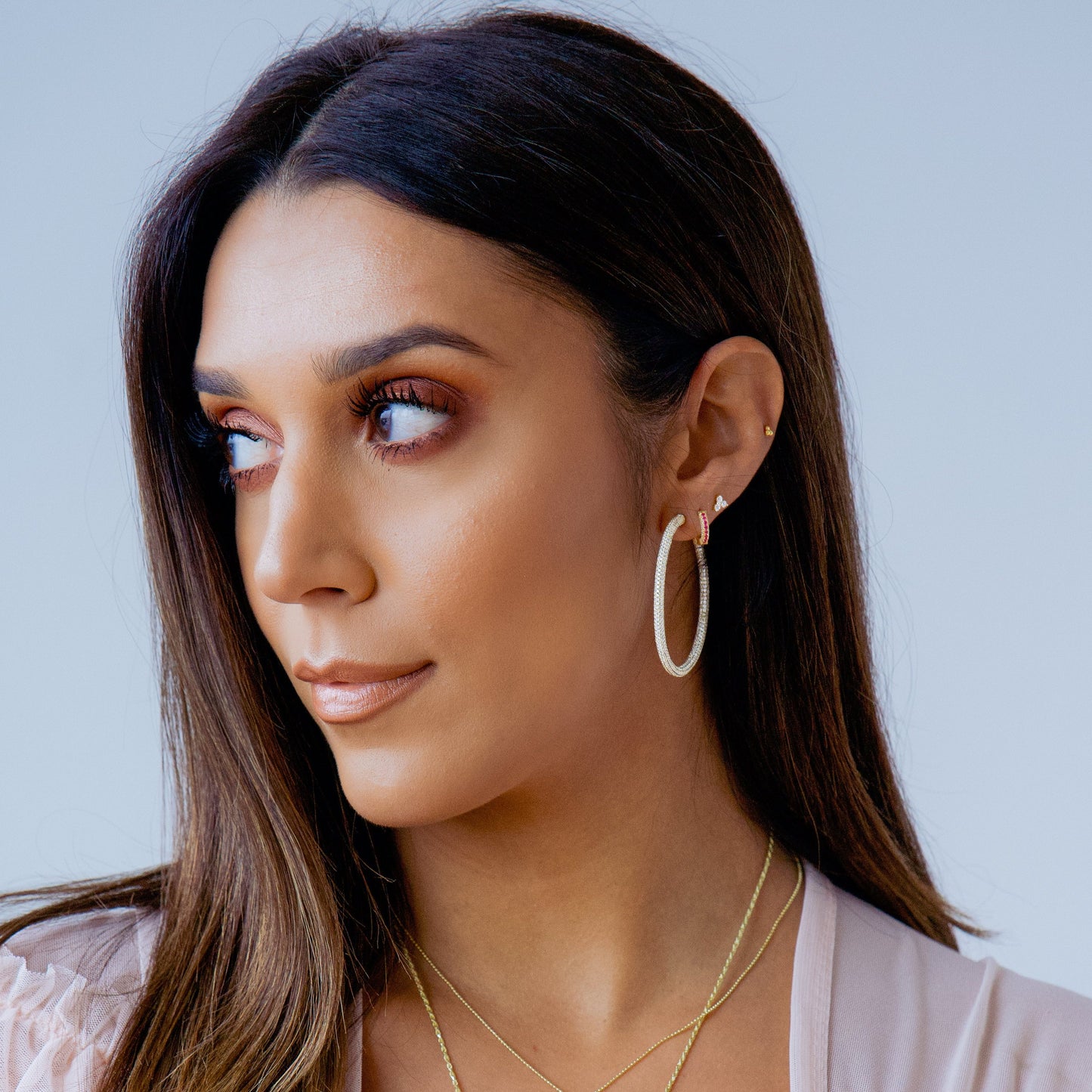 50mm Pavé Hoop Earrings