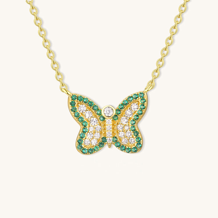 Emerald CZ Butterfly Necklaces