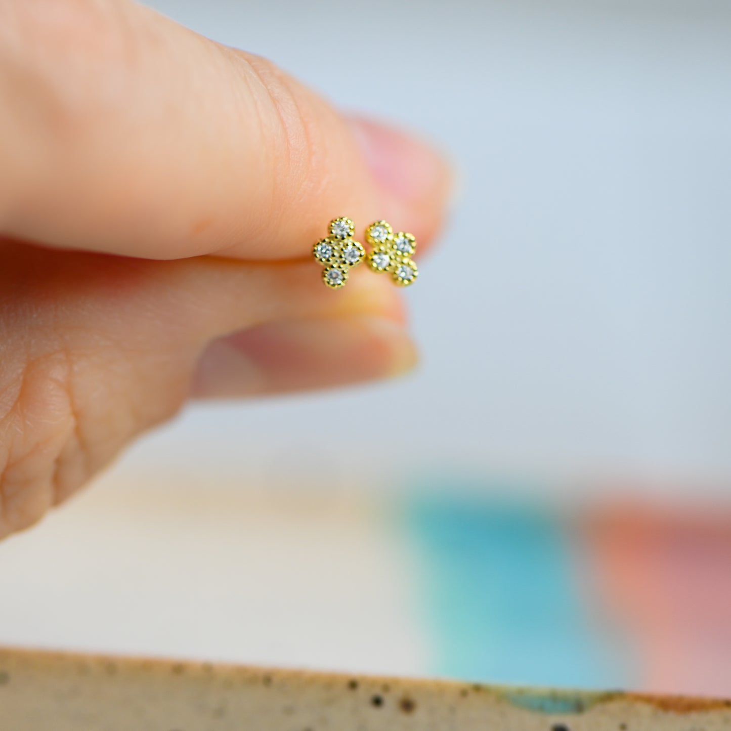 Tiny 4 Stone CZ Studs
