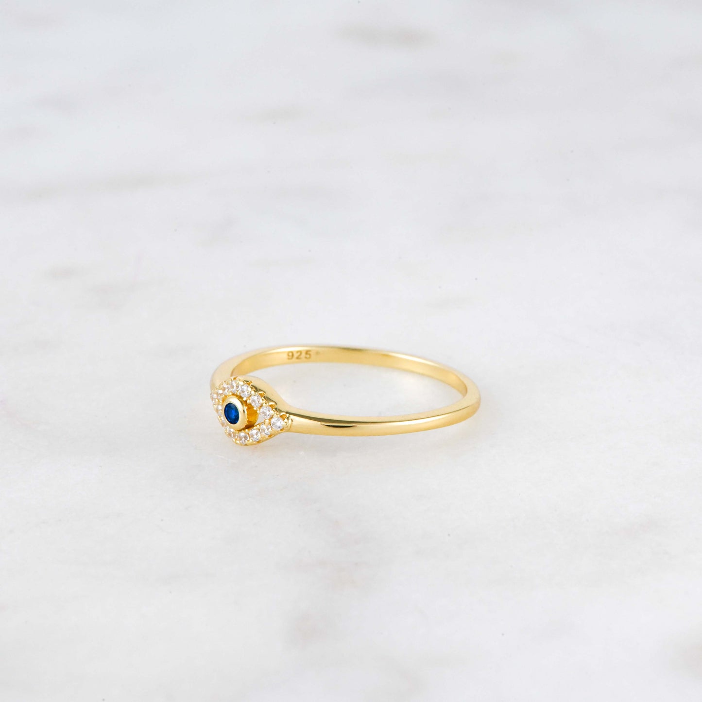 Tiny Blue Evil Eye Ring