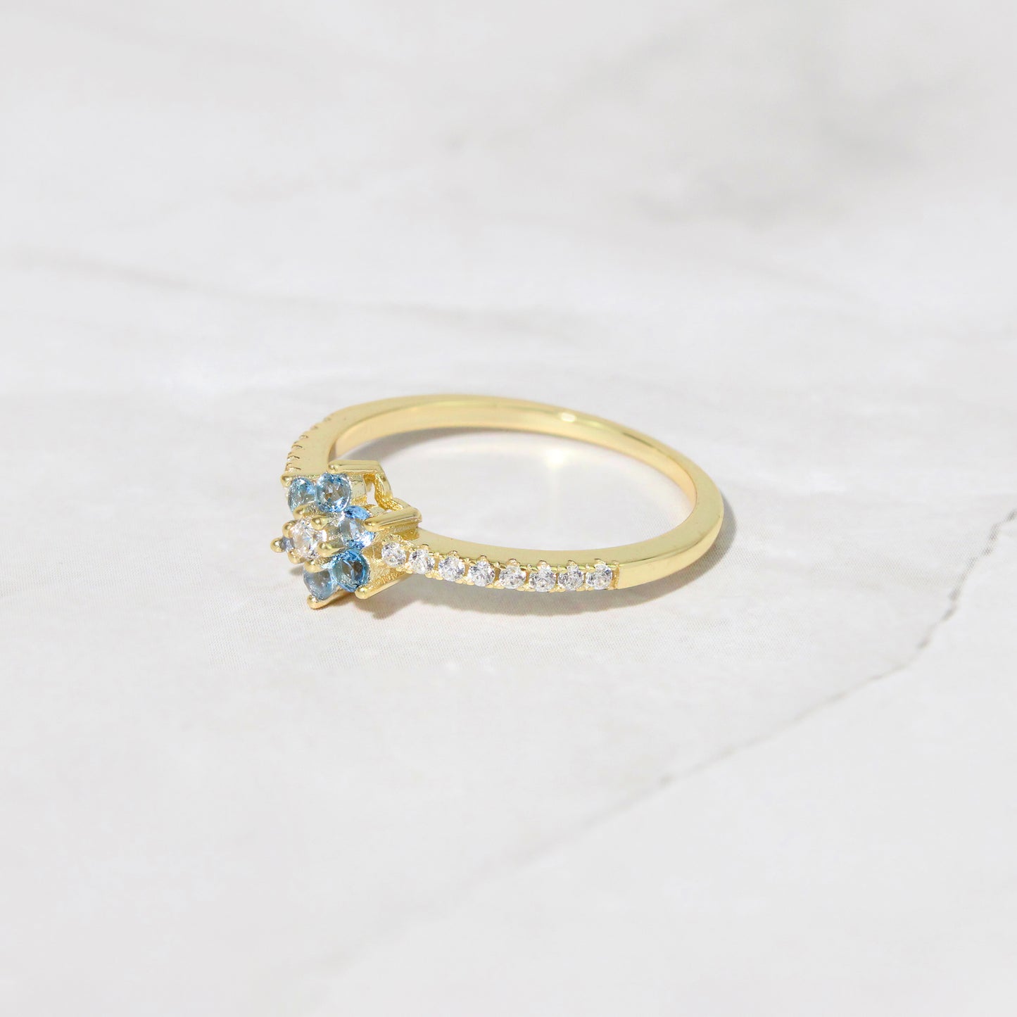 Aquamarine Flower Ring