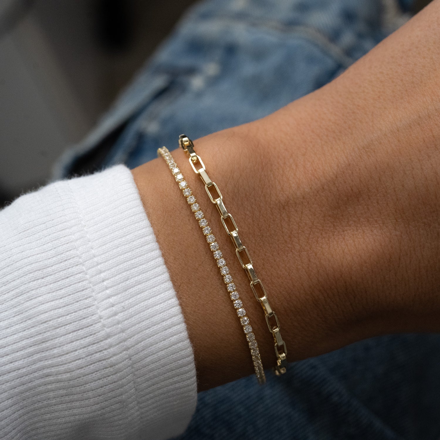 Tennis & Paperclip Bracelet Set