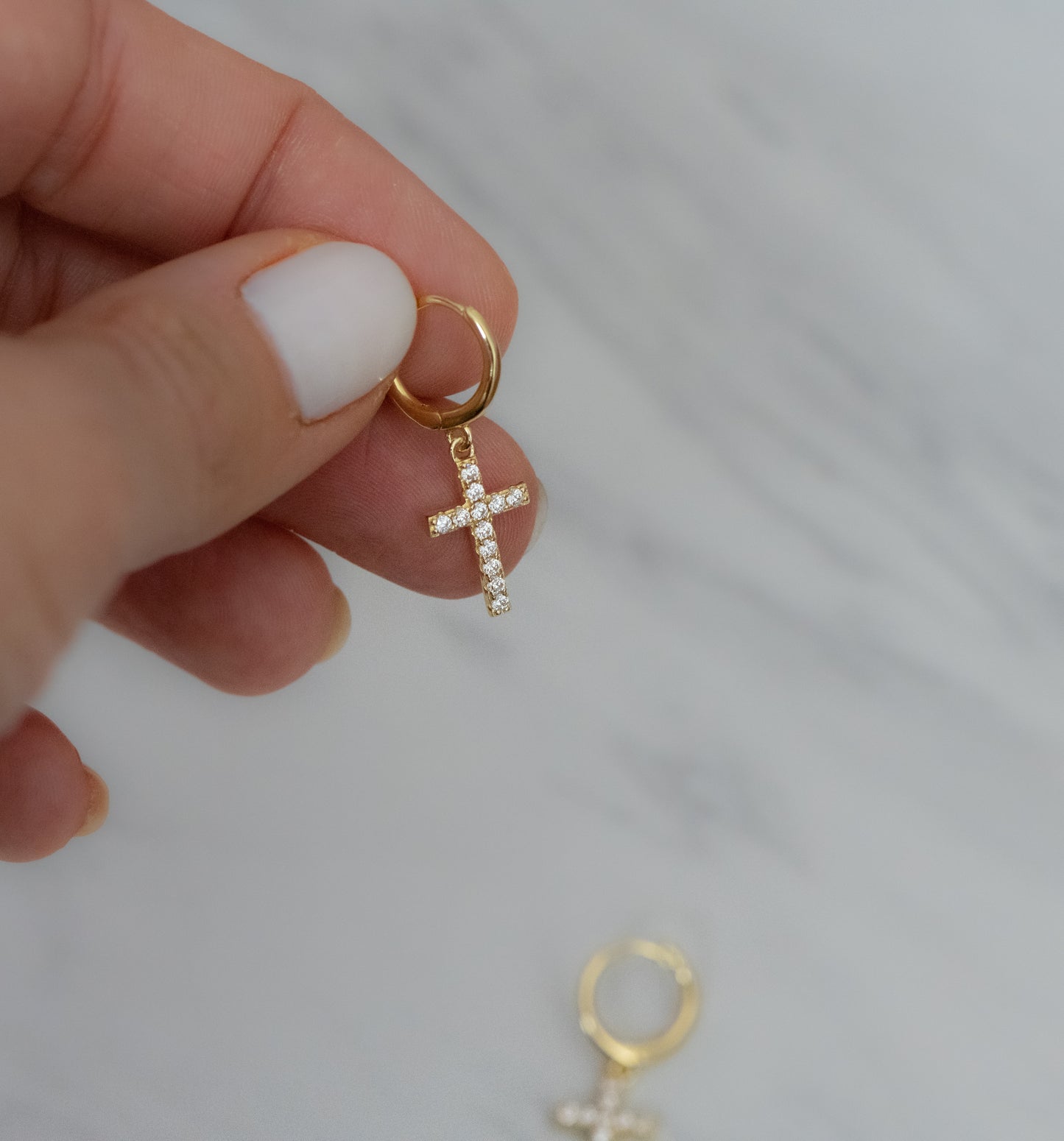 Cross Charm Huggies