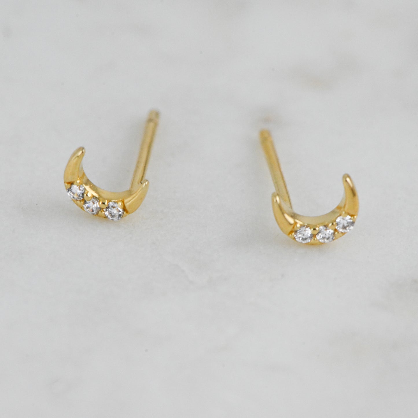 Tiny CZ Moon Studs