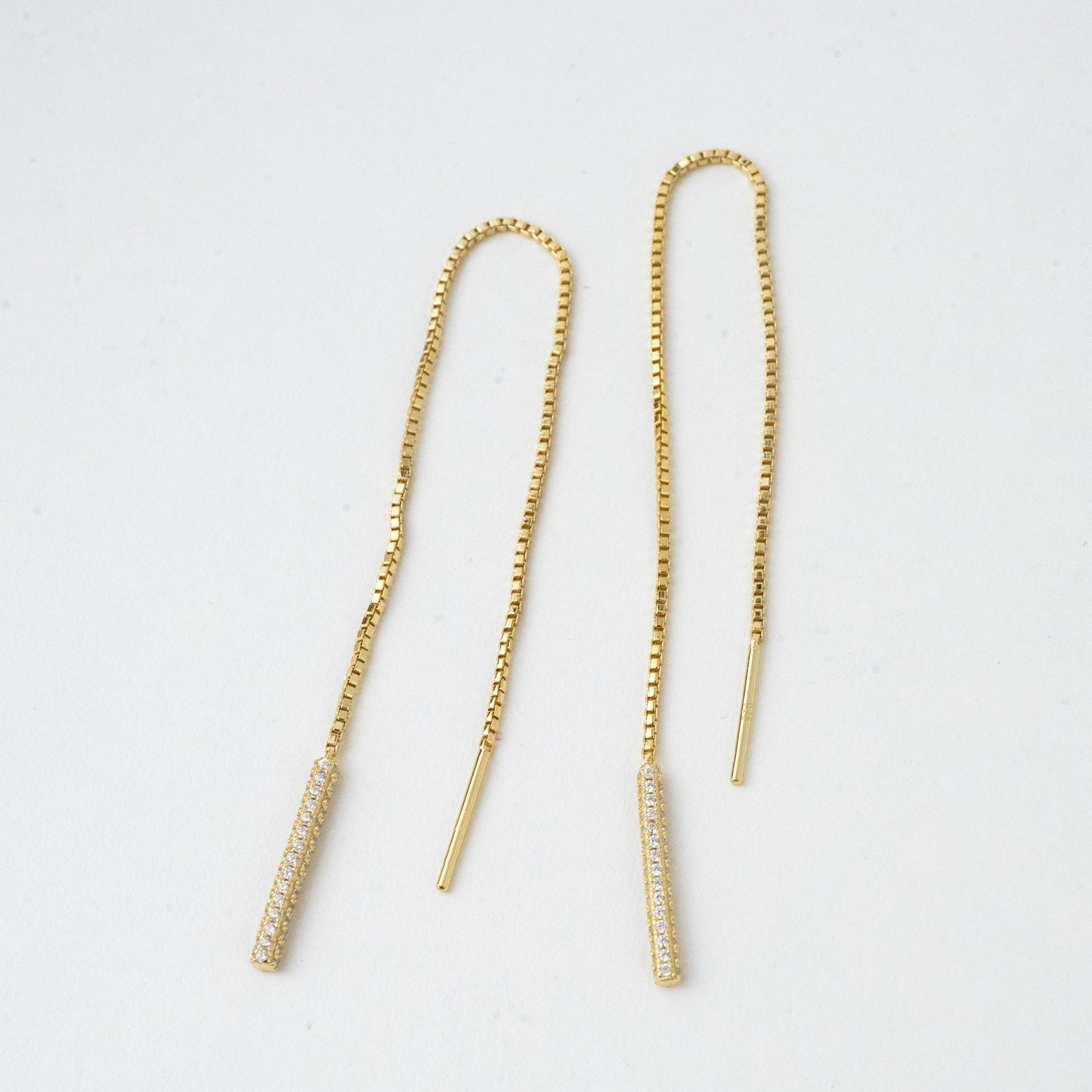 Pavé Bar Threader Earrings