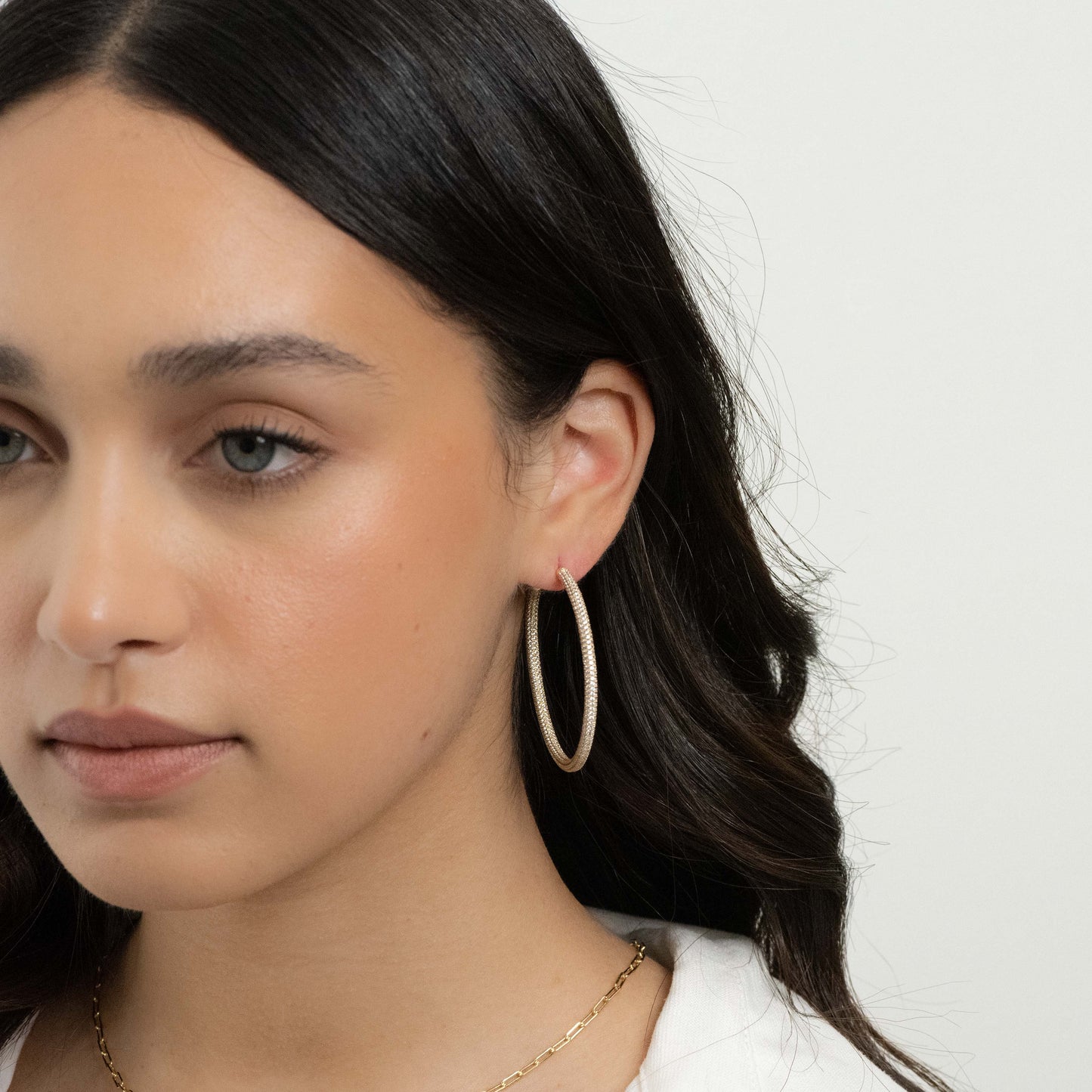 50mm Pavé Hoop Earrings